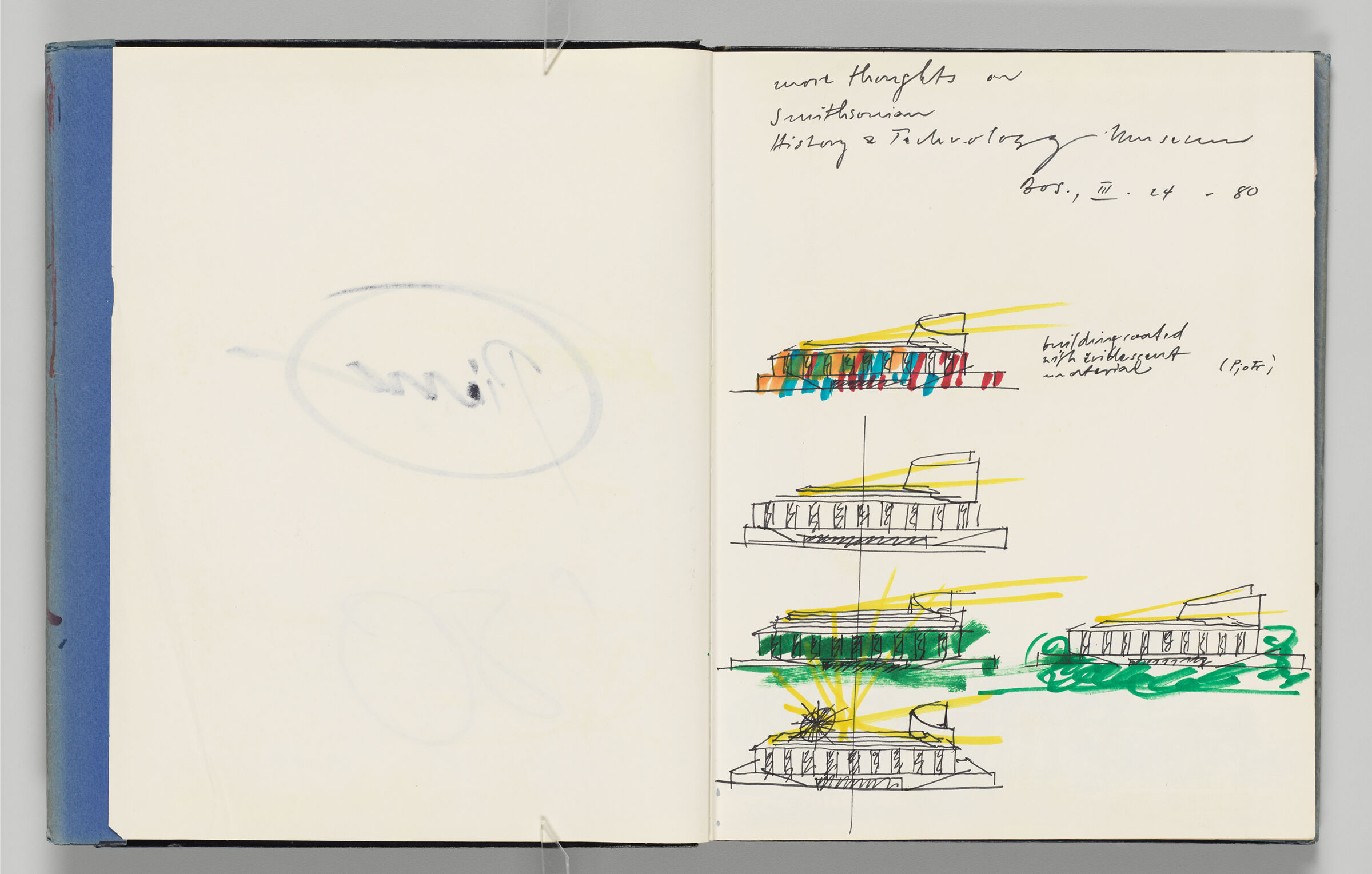 Untitled (Bleed-Through Of Previous Page, Left Page); Untitled (Ideas For Museum Of History And Technology In Dc, Right Page)
