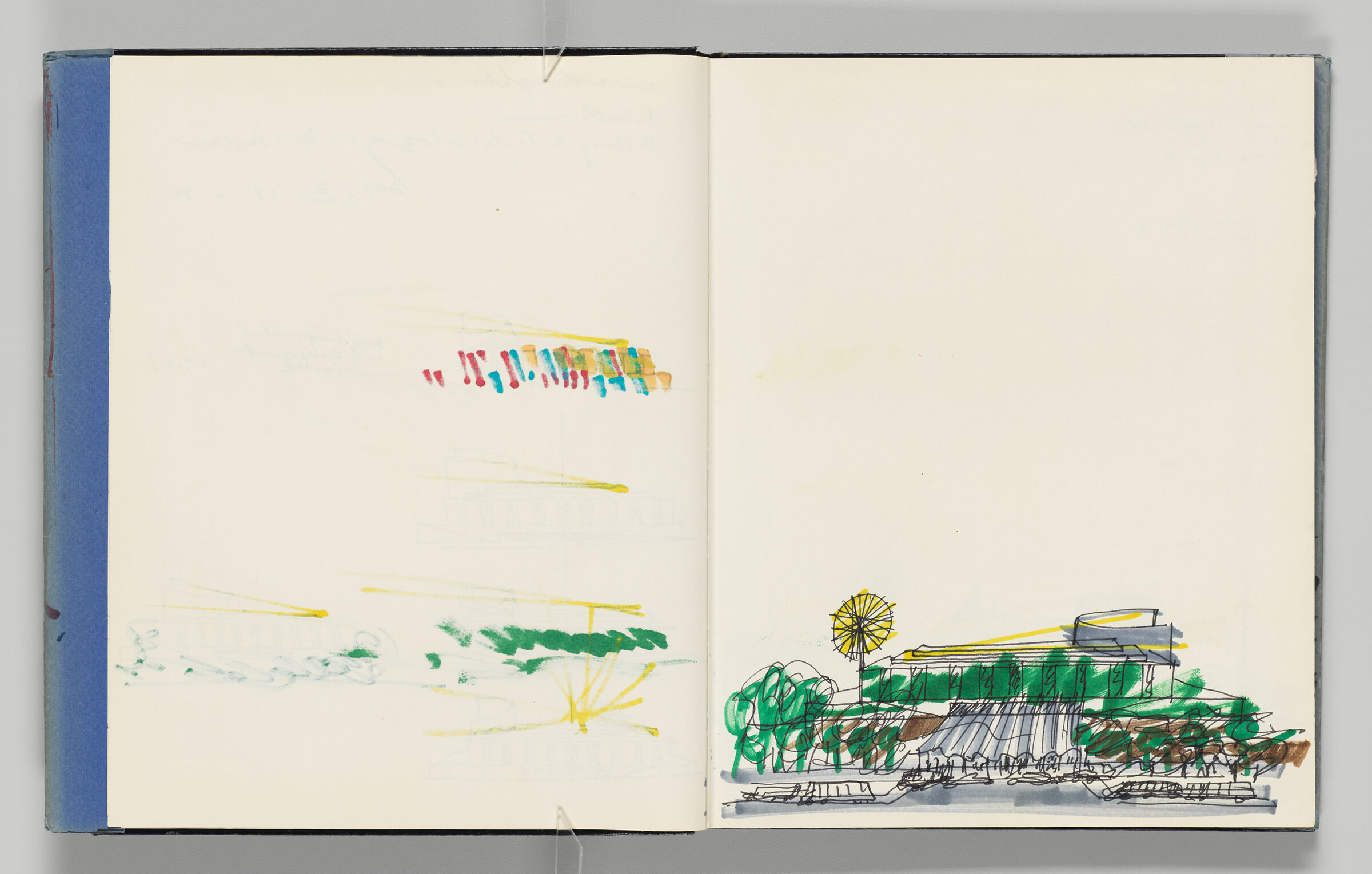 Untitled (Bleed-Through Of Previous Page, Left Page); Untitled (Design For Museum Of History And Technology In Dc, Right Page)