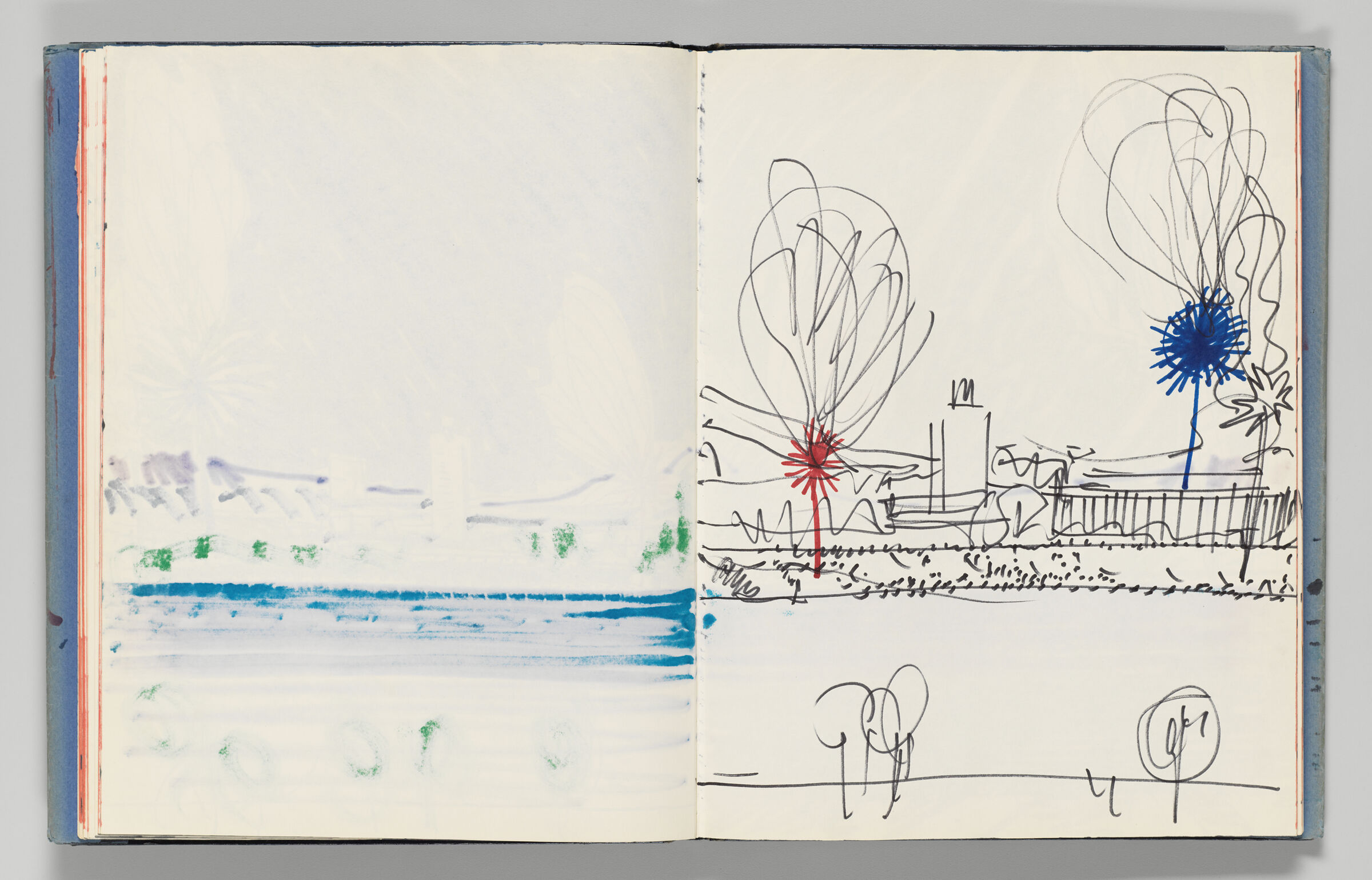 Untitled (Bleed-Through Of Previous Page, Left Page); Untitled (Designs For Sky Art In Linz, Right Page)