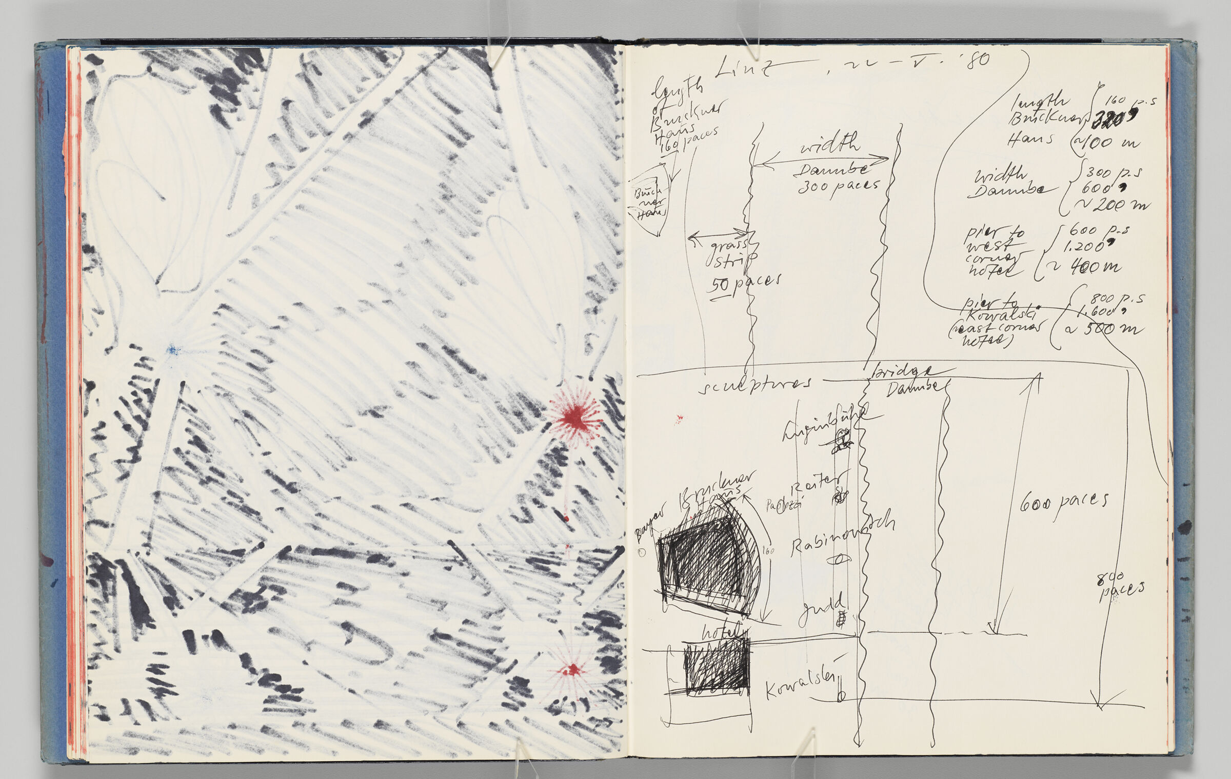 Untitled (Bleed-Through Of Previous Page, Left Page); Untitled (Notes About Linz Project, Right Page)