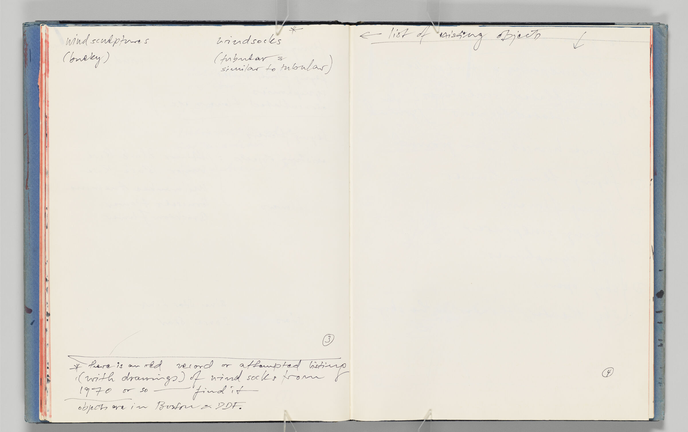 Untitled (Notes About Wind Sculptures, Two-Page Spread)