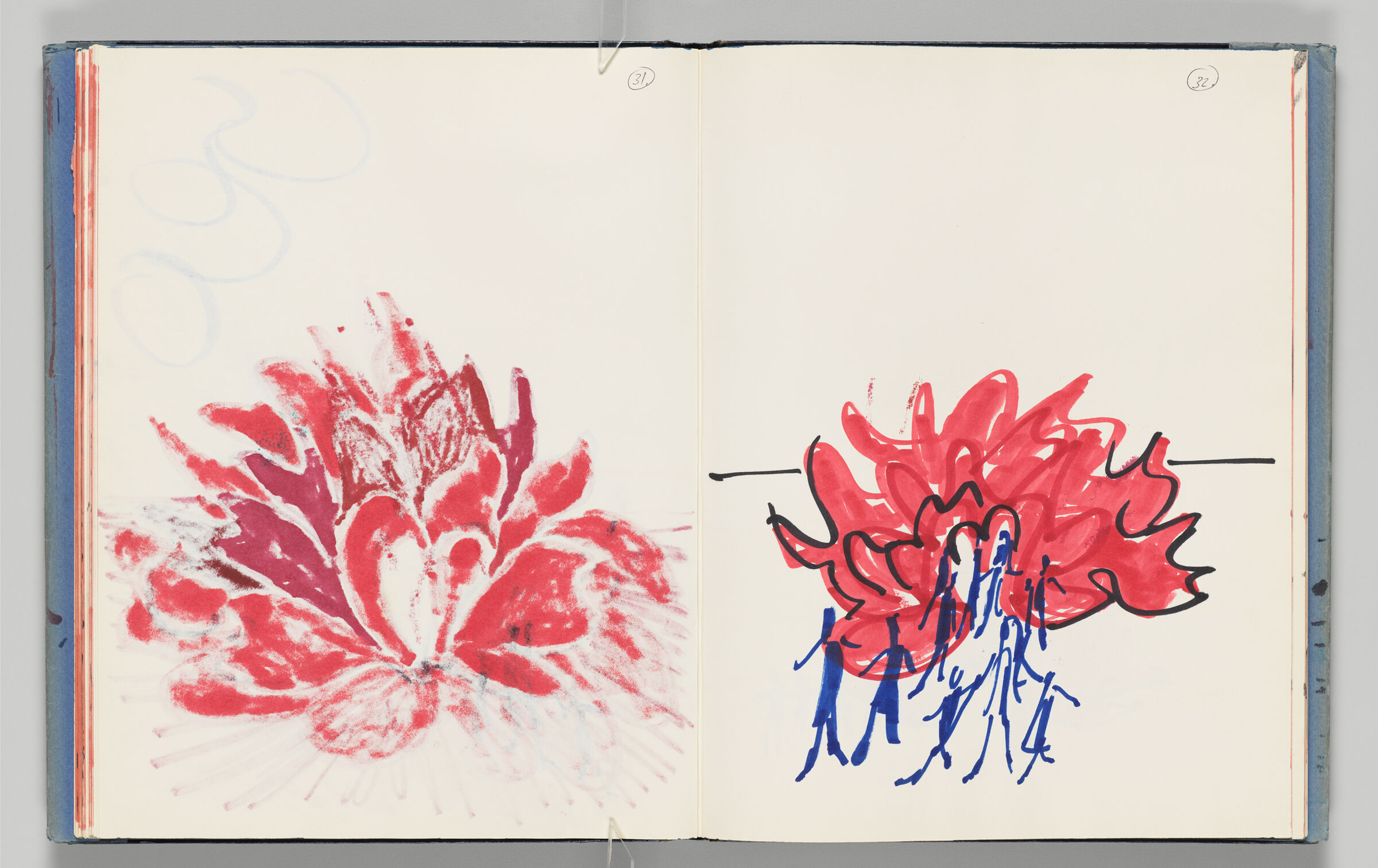 Untitled (Bleed-Through Of Previous Page With Page Number, Left Page); Untitled (Design For Flower House, Right Page)