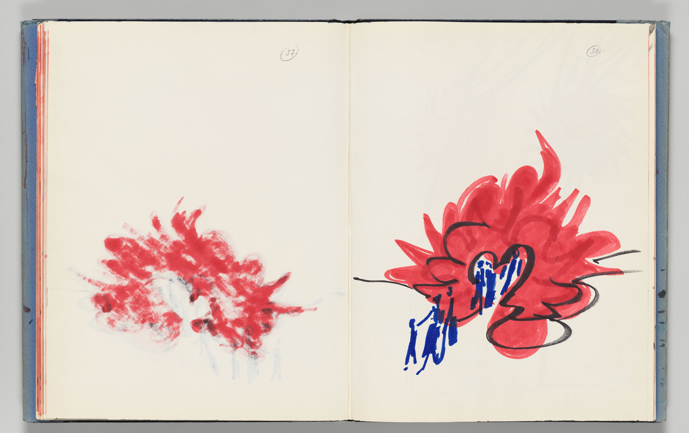 Untitled (Bleed-Through Of Previous Page With Page Number, Left Page); Untitled (Design For Flower House, Right Page)