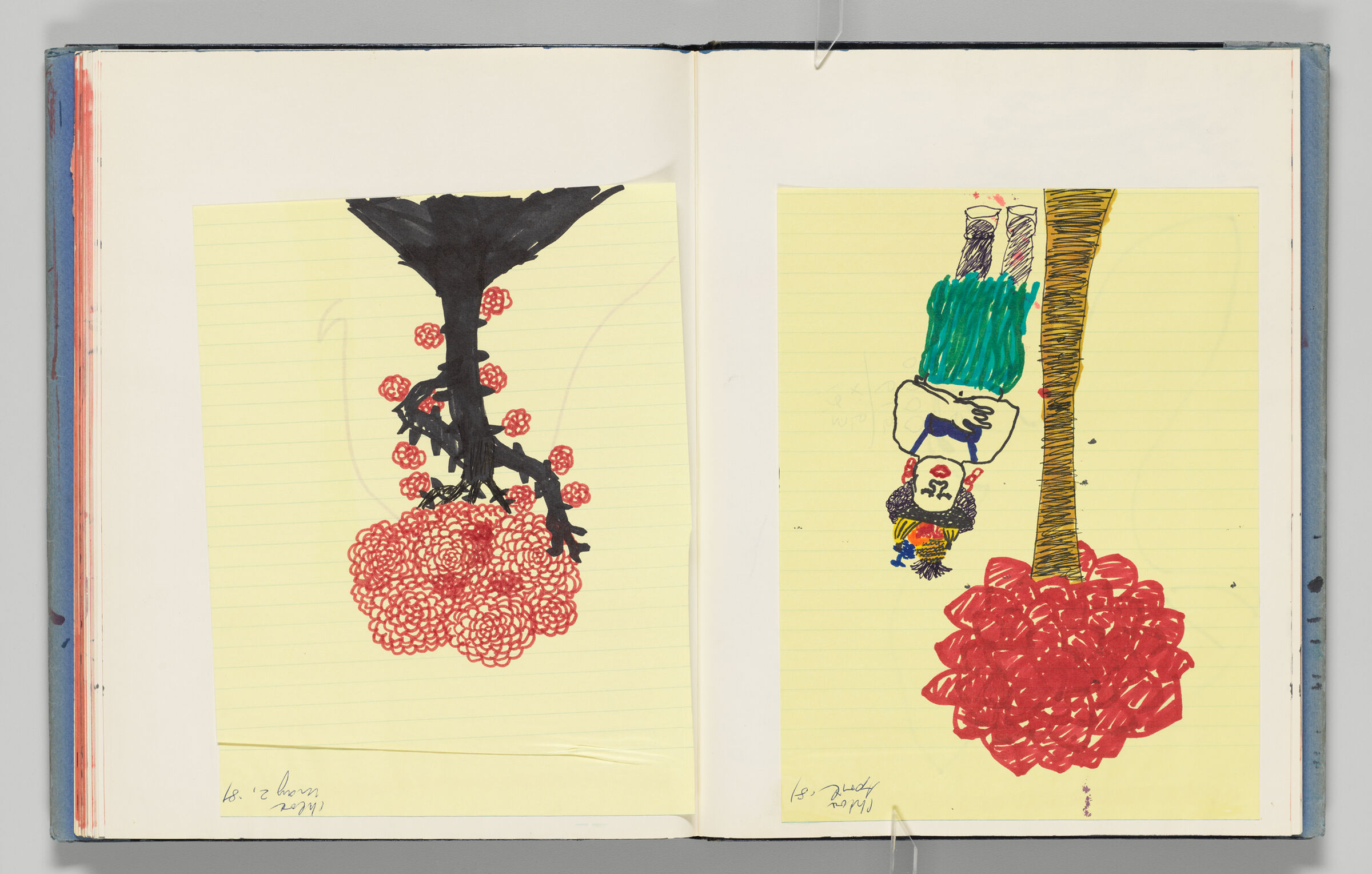 Untitled (Adhered Sketch By Artist's Daughter On Sheet Of Legal Paper, Left Page); Untitled (Adhered Sketch By Artist's Daughter On Sheet Of Legal Paper, Right Page)