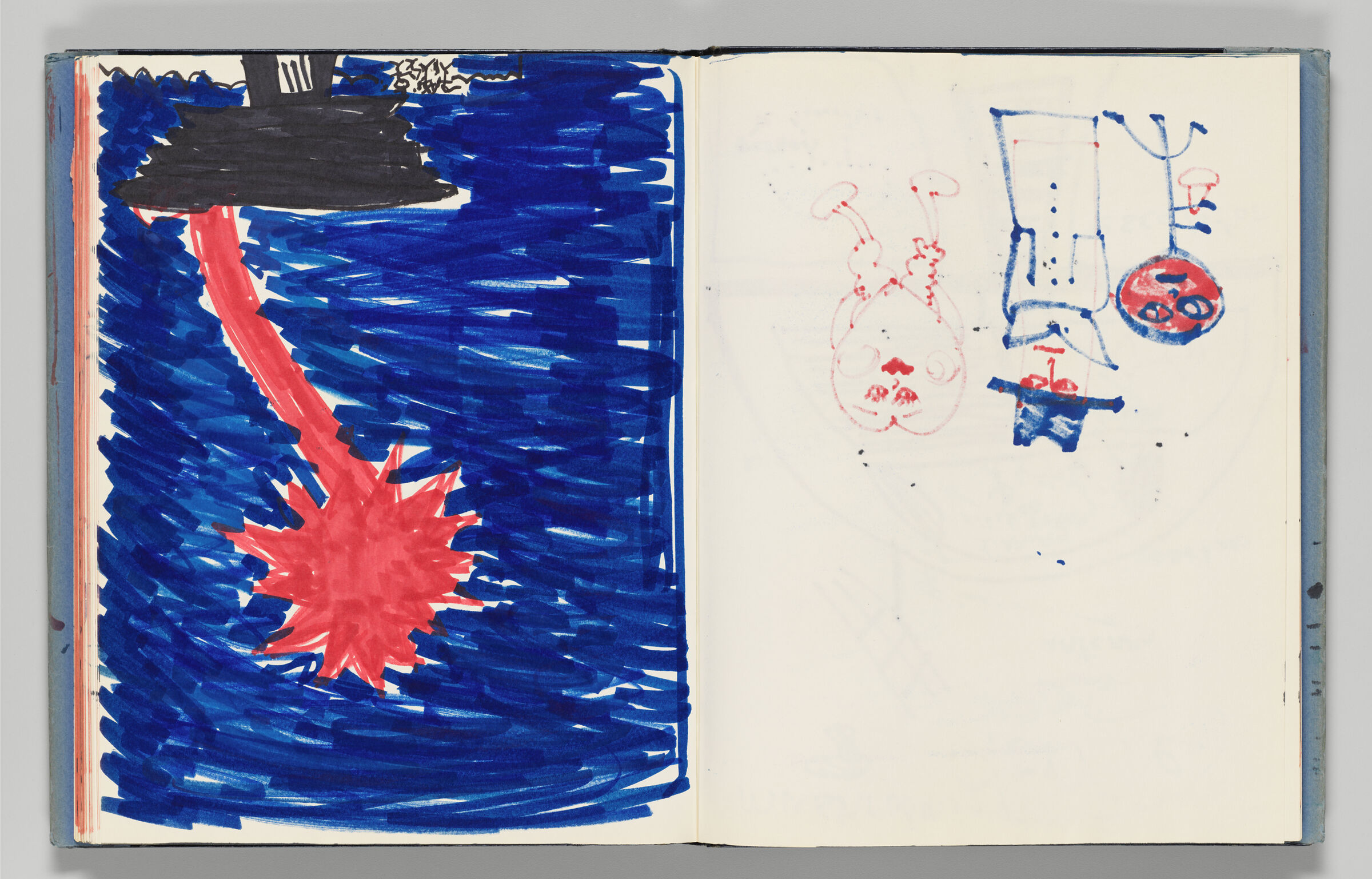 Untitled (Sketch Of Red Inflatable By Artist's Daughter, Left Page); Untitled (Bleed-Through, Right Page)