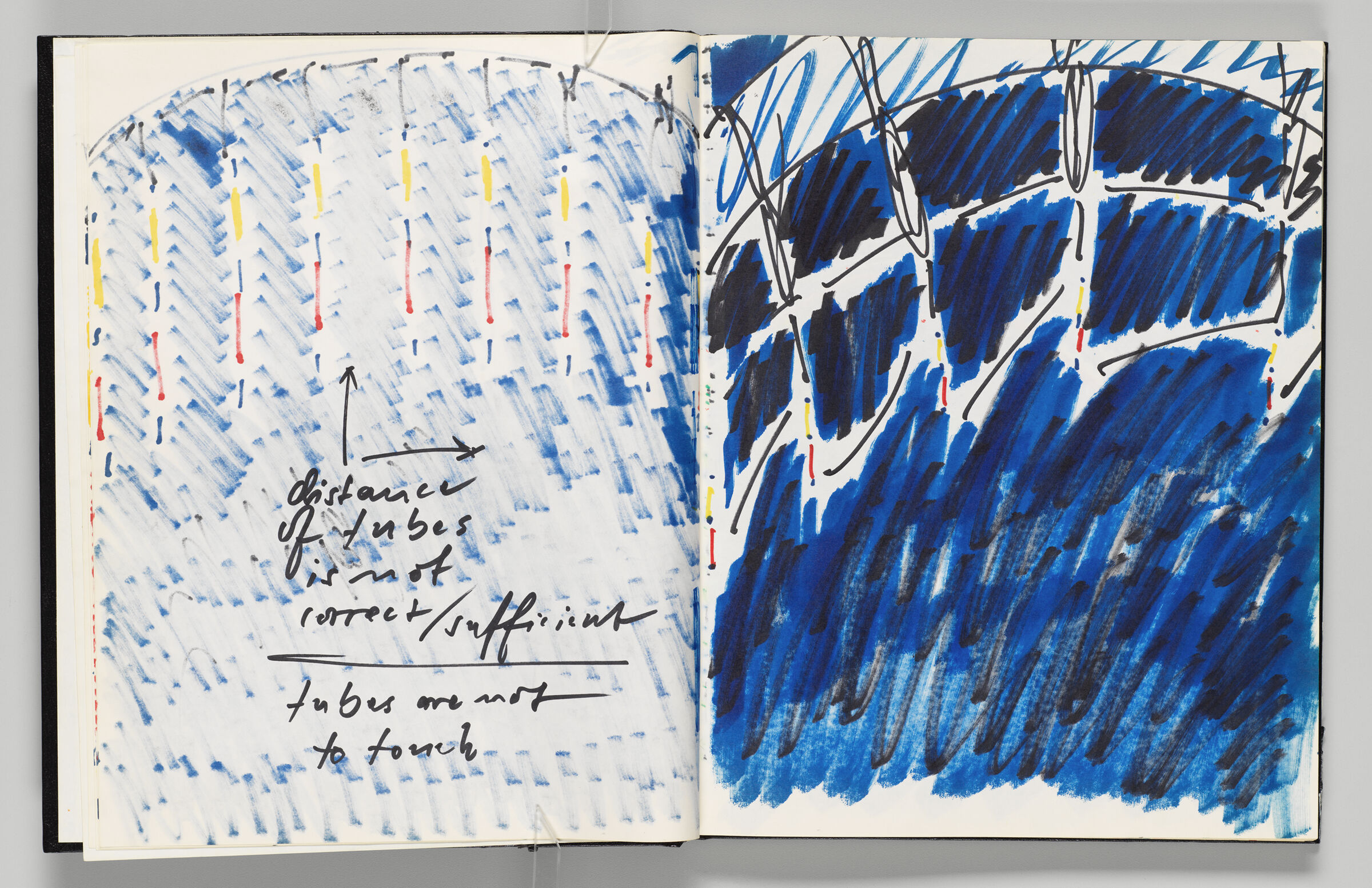 Untitled (Notes Over Bleed-Through Of Previous Page, Left Page); Untitled (Neon Rainbow, Right Page)