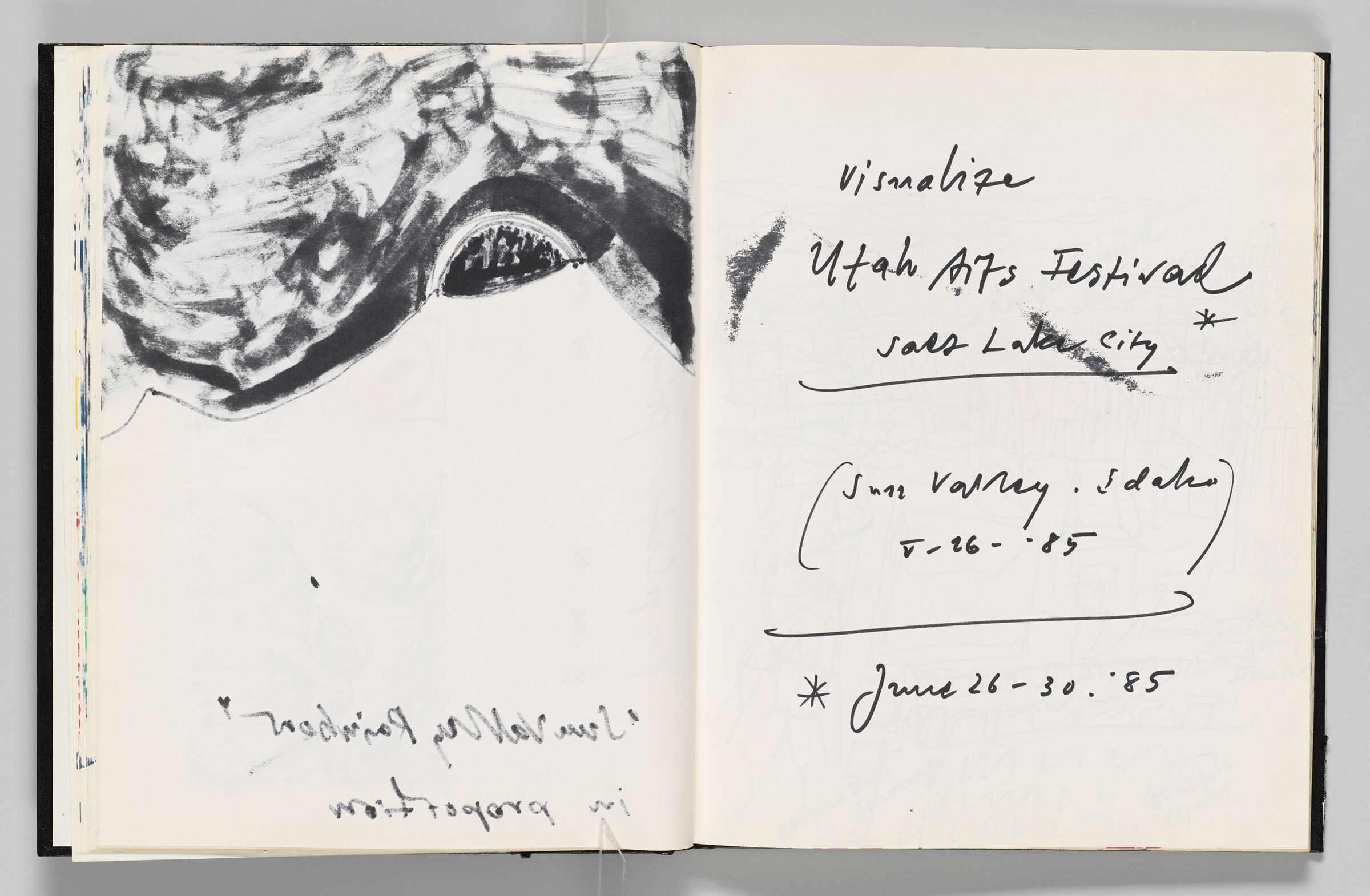 Untitled (Bleed-Through Of Previous Page, Left Page); Untitled (Notes With Color Transfer Marks, Right Page)