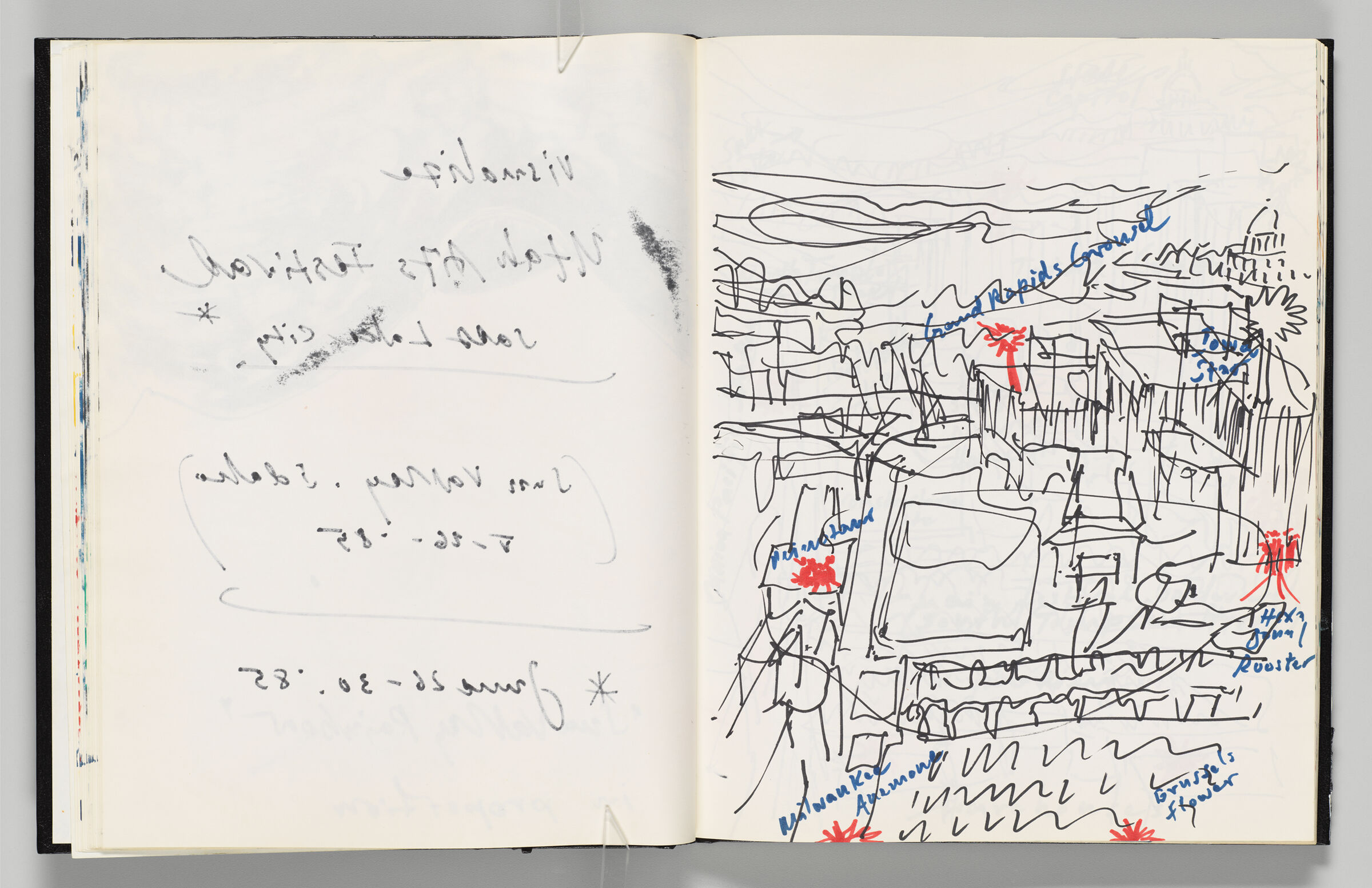 Untitled (Bleed-Through Of Previous Page, Left Page); Untitled (Notes And Exhibition Layout, Right Page)