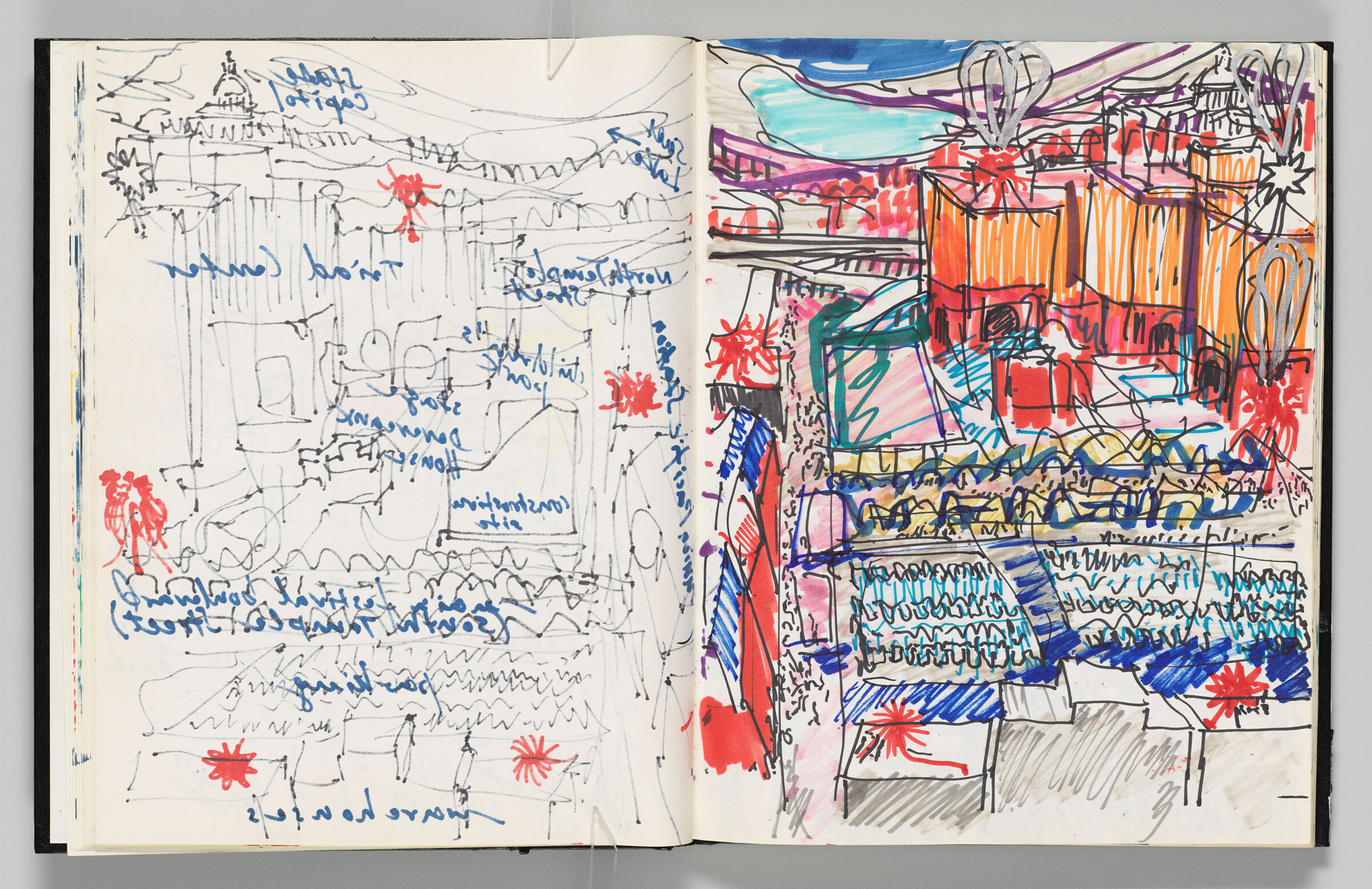 Untitled (Bleed-Through Of Previous Page, Left Page); Untitled (Salt Lake City Exhibition Overview, Right Page)