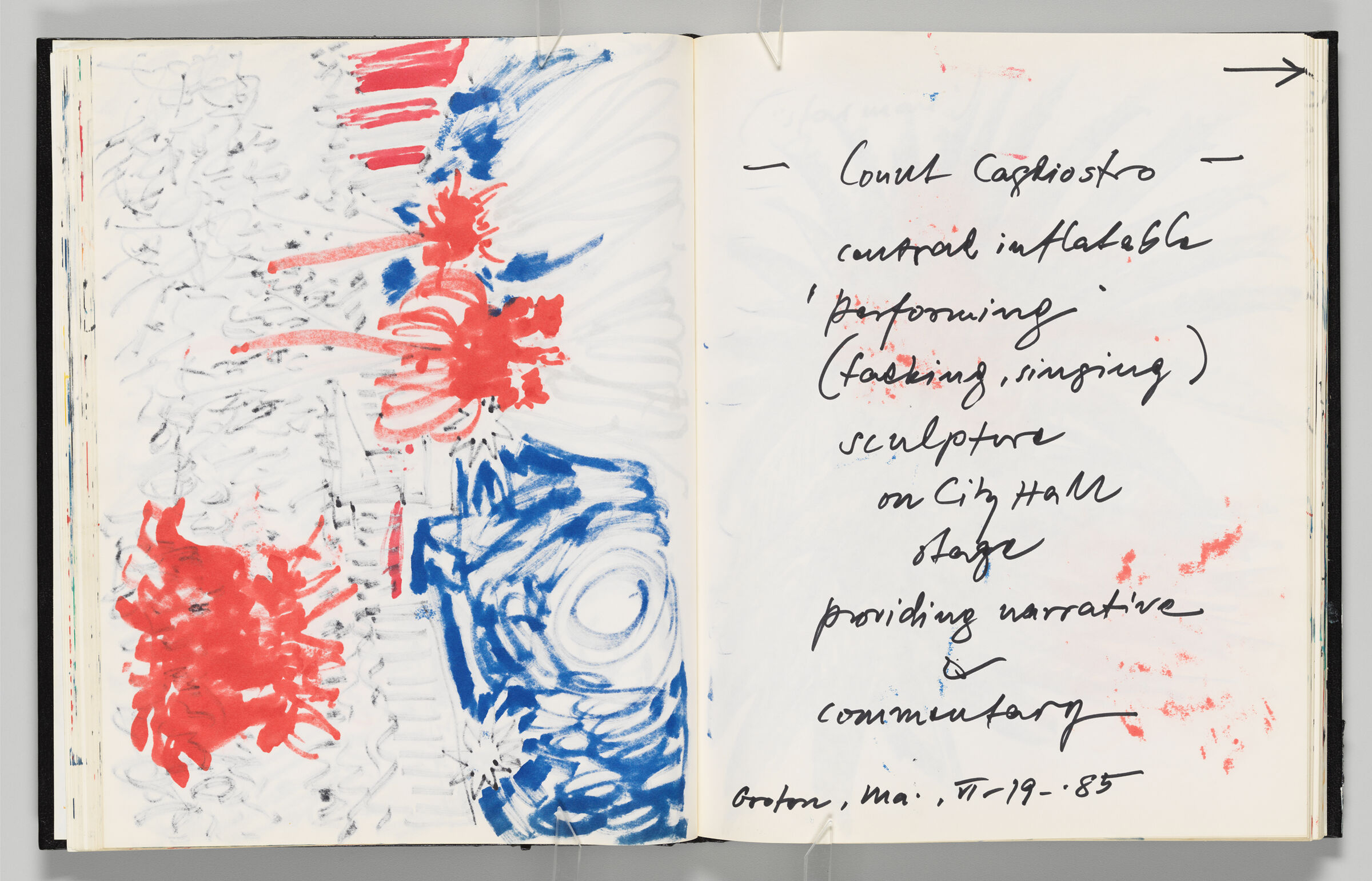 Untitled (Bleed-Through Of Previous Page, Left Page); Untitled (Notes, With Color Transfer Marks Right Page)