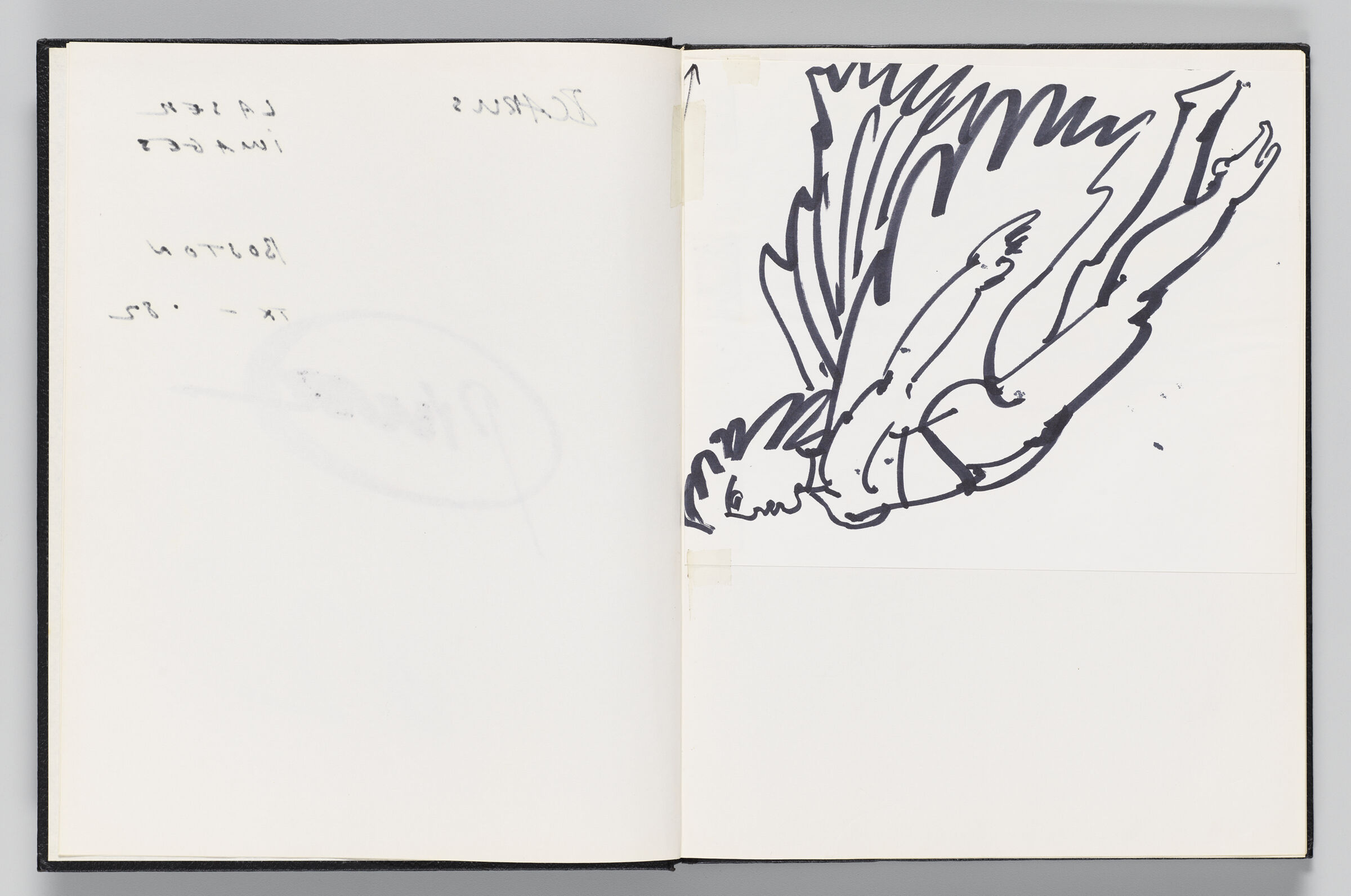 Untitled (Bleed-Through Of Previous Page, Left Page); Untitled (Adhered Icarus Sketch, Right Page)