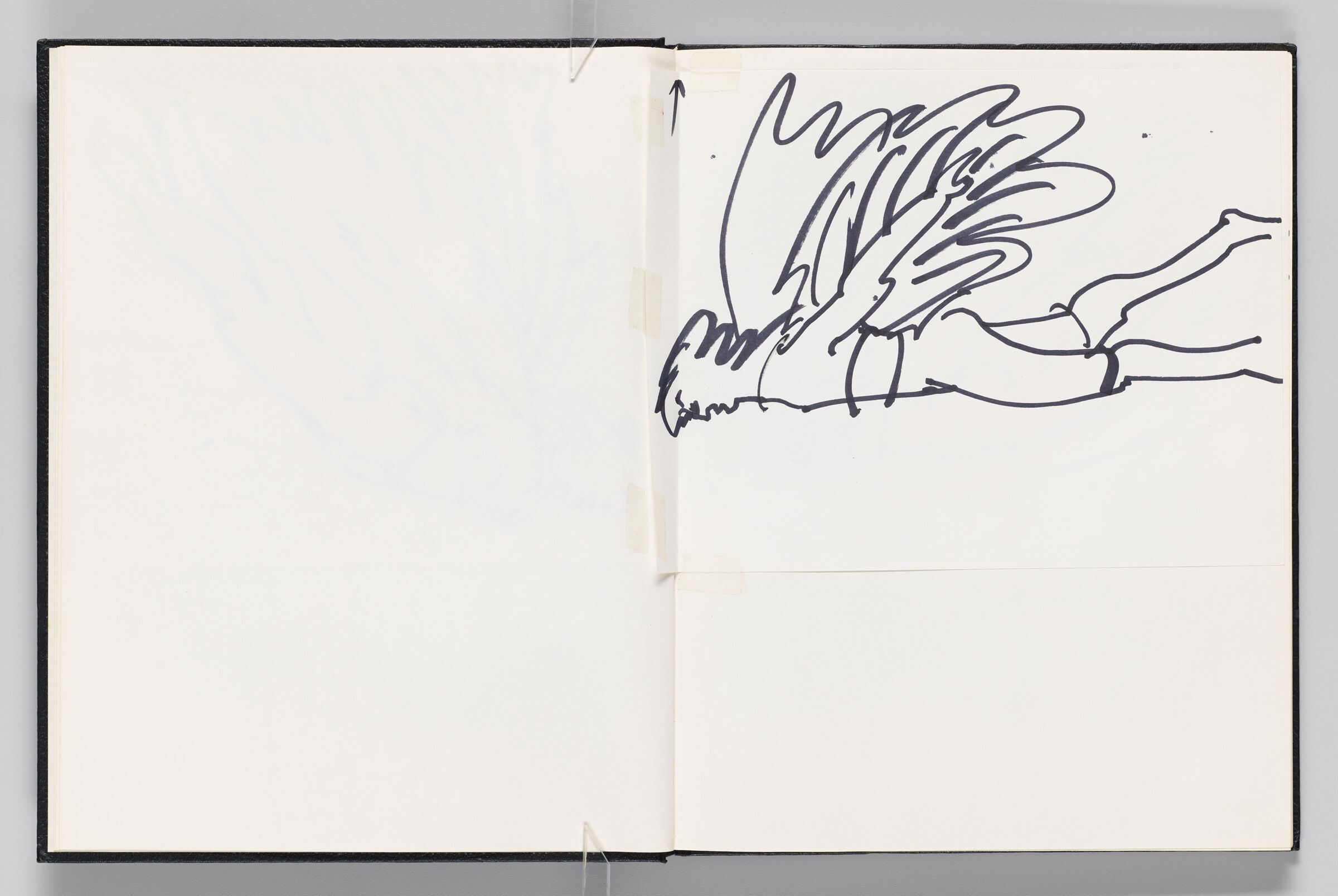 Untitled (Adhered Icarus Sketch, Two-Page Spread)