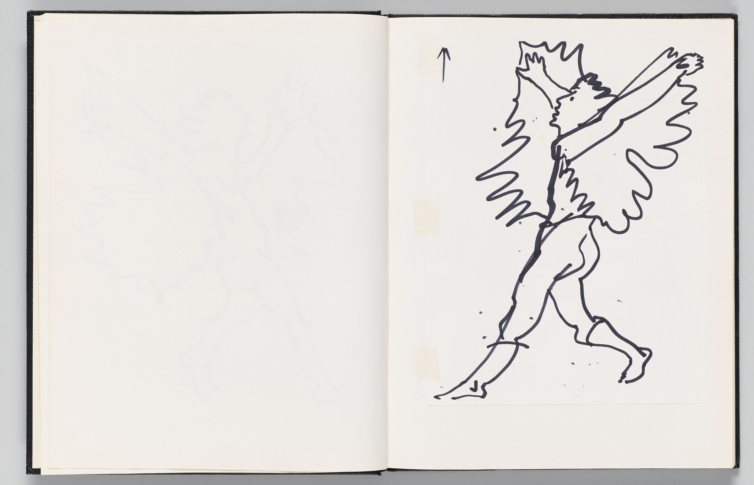 Untitled (Blank, Left Page); Untitled (Adhered Icarus Sketch, Right Page)