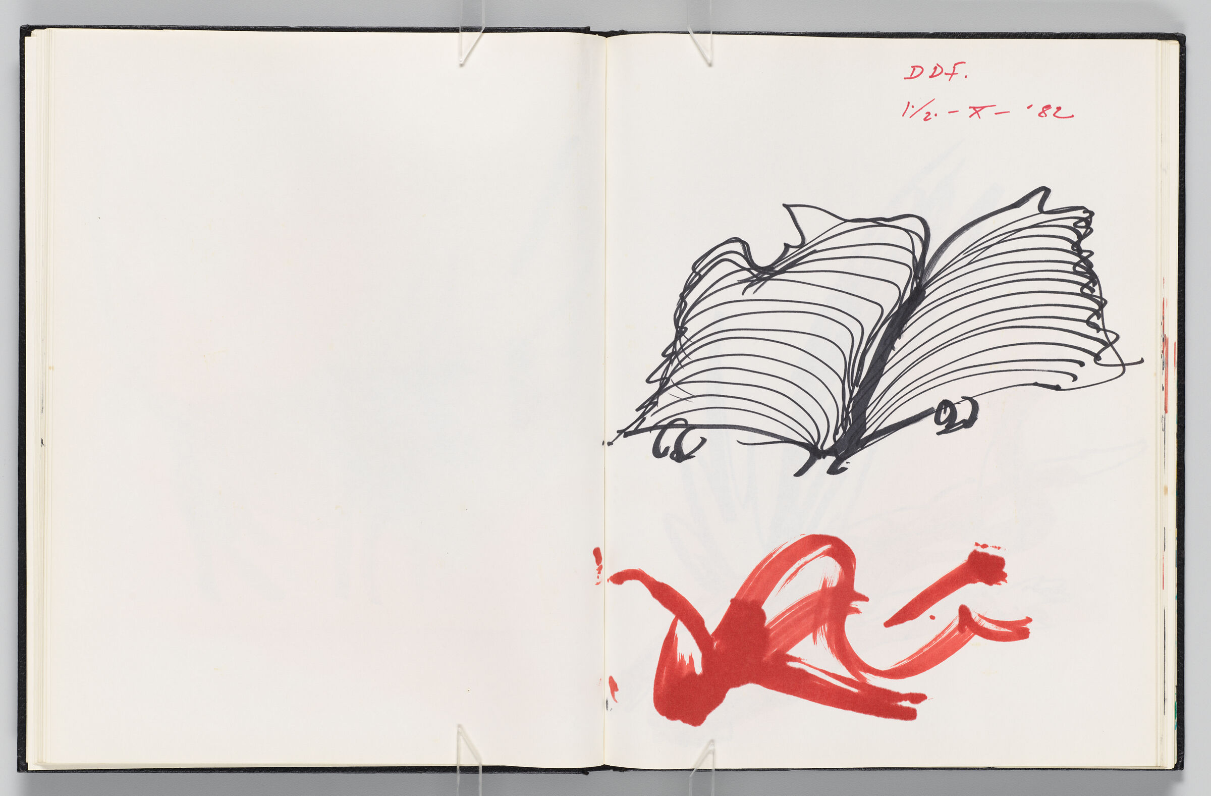 Untitled (Blank, Left Page); Untitled (Notes And Icarus Sketches, Right Page)