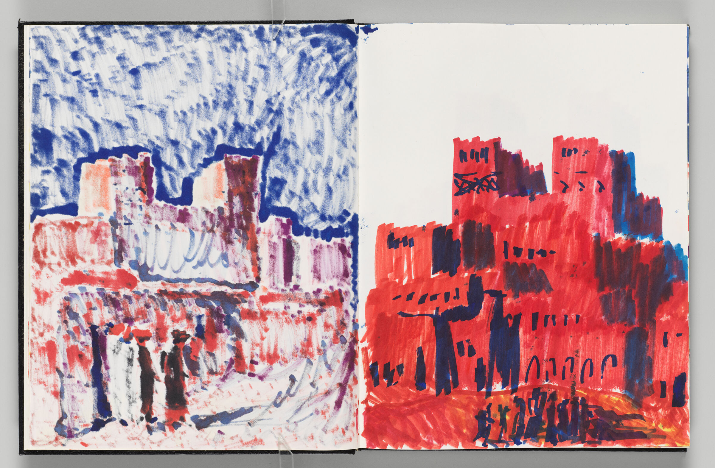 Untitled (Bleed-Through Of Previous Page, Left Page); Untitled (View Of Figures In Ouarzazate, Right Page)