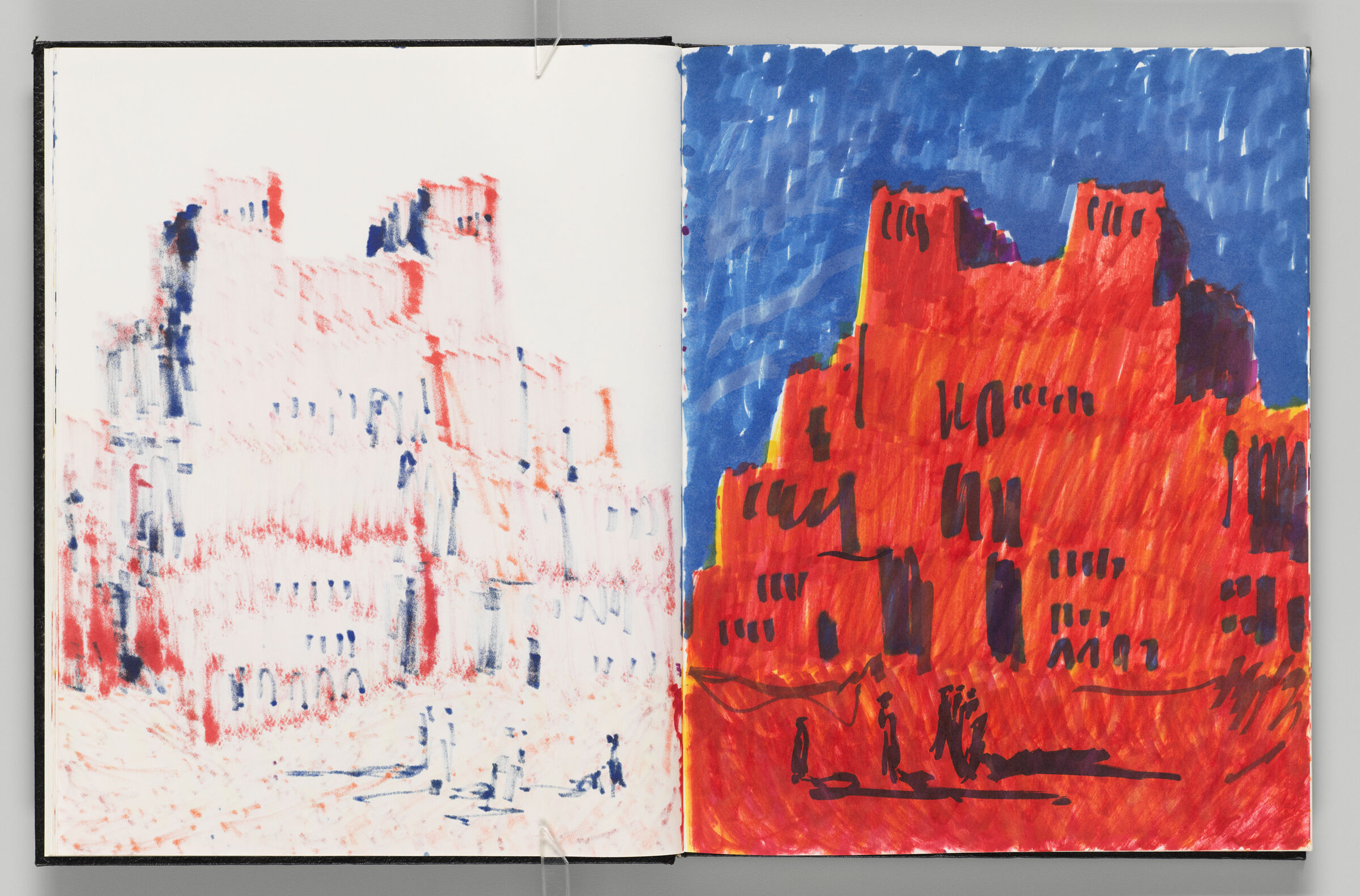 Untitled (Bleed-Through Of Previous Page, Left Page); Untitled (View Of Figures In Ouarzazate, Right Page)