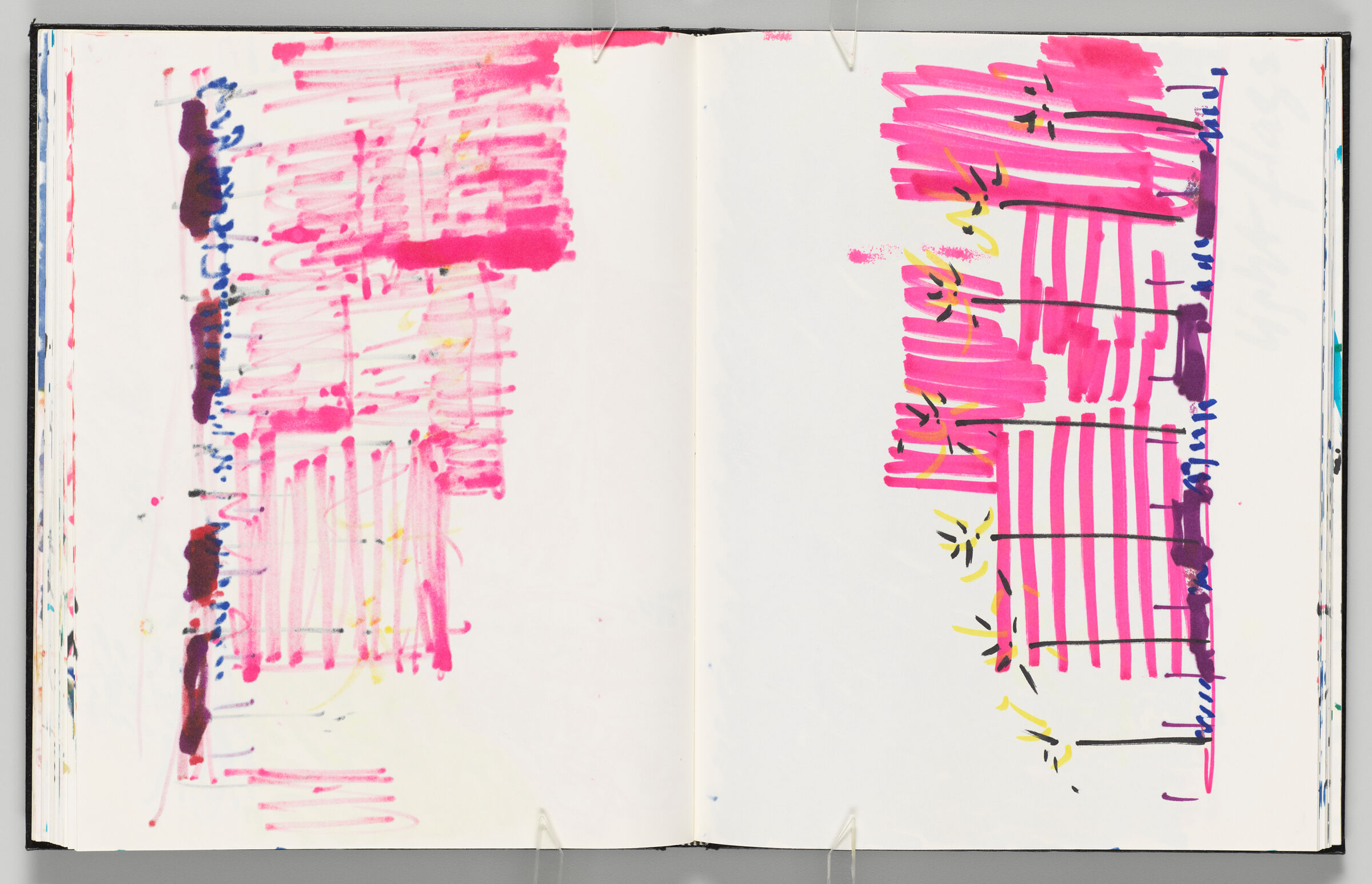 Untitled (Bleed-Through Of Previous Page, Left Page); Untitled (Light Work Design With Figures, Right Page)