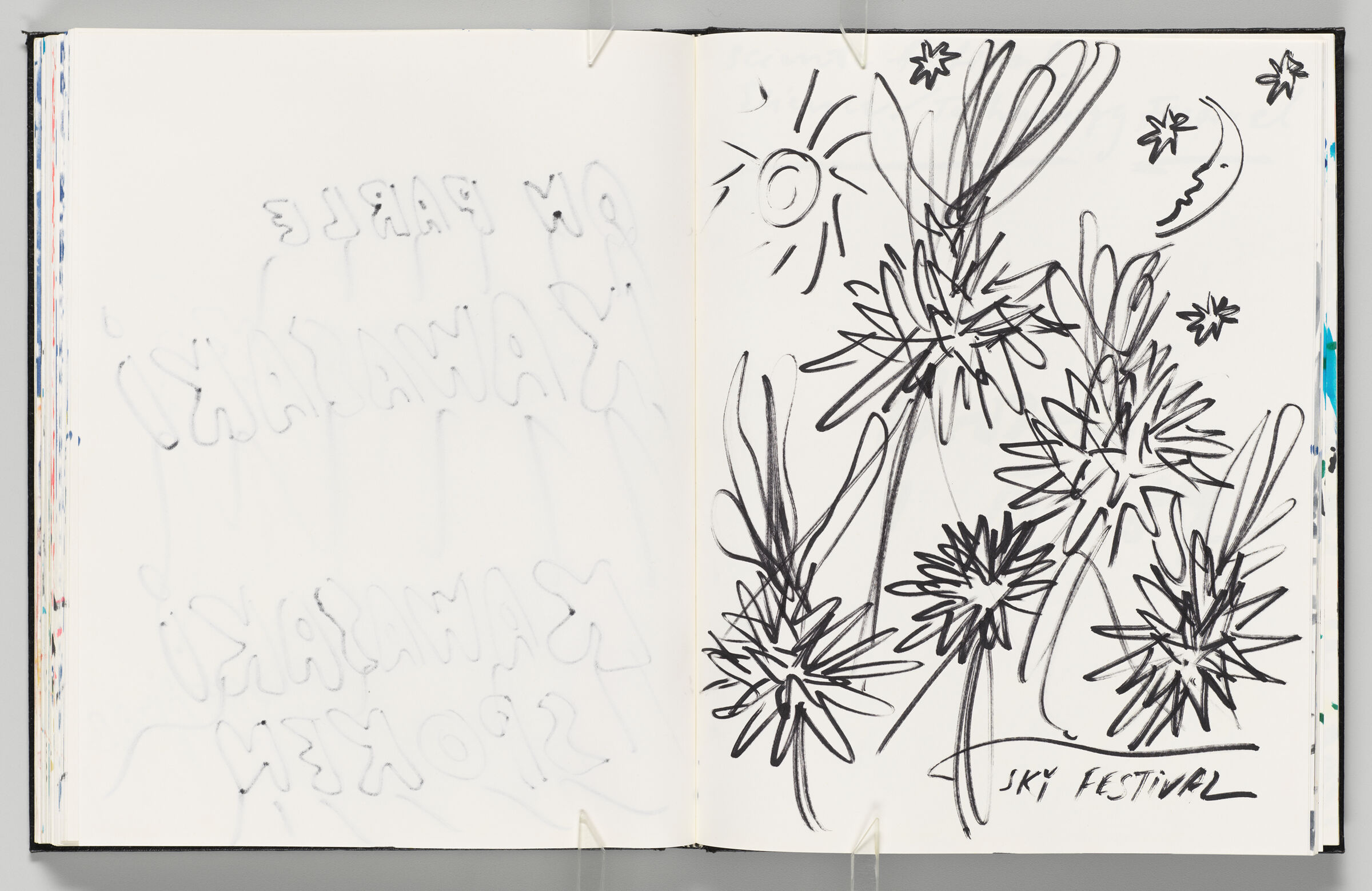 Untitled (Bleed-Through Of Previous Page, Left Page); Untitled (Designs For Sky Festival, Right Page)
