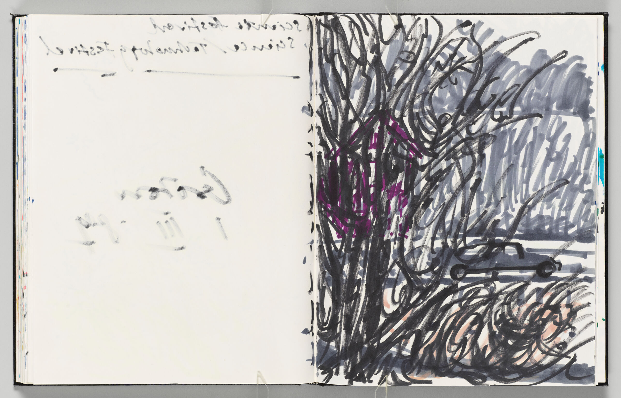Untitled (Bleed-Through Of Previous Page, Left Page); Untitled (Car Driving Through Groton Landscape, Right Page)