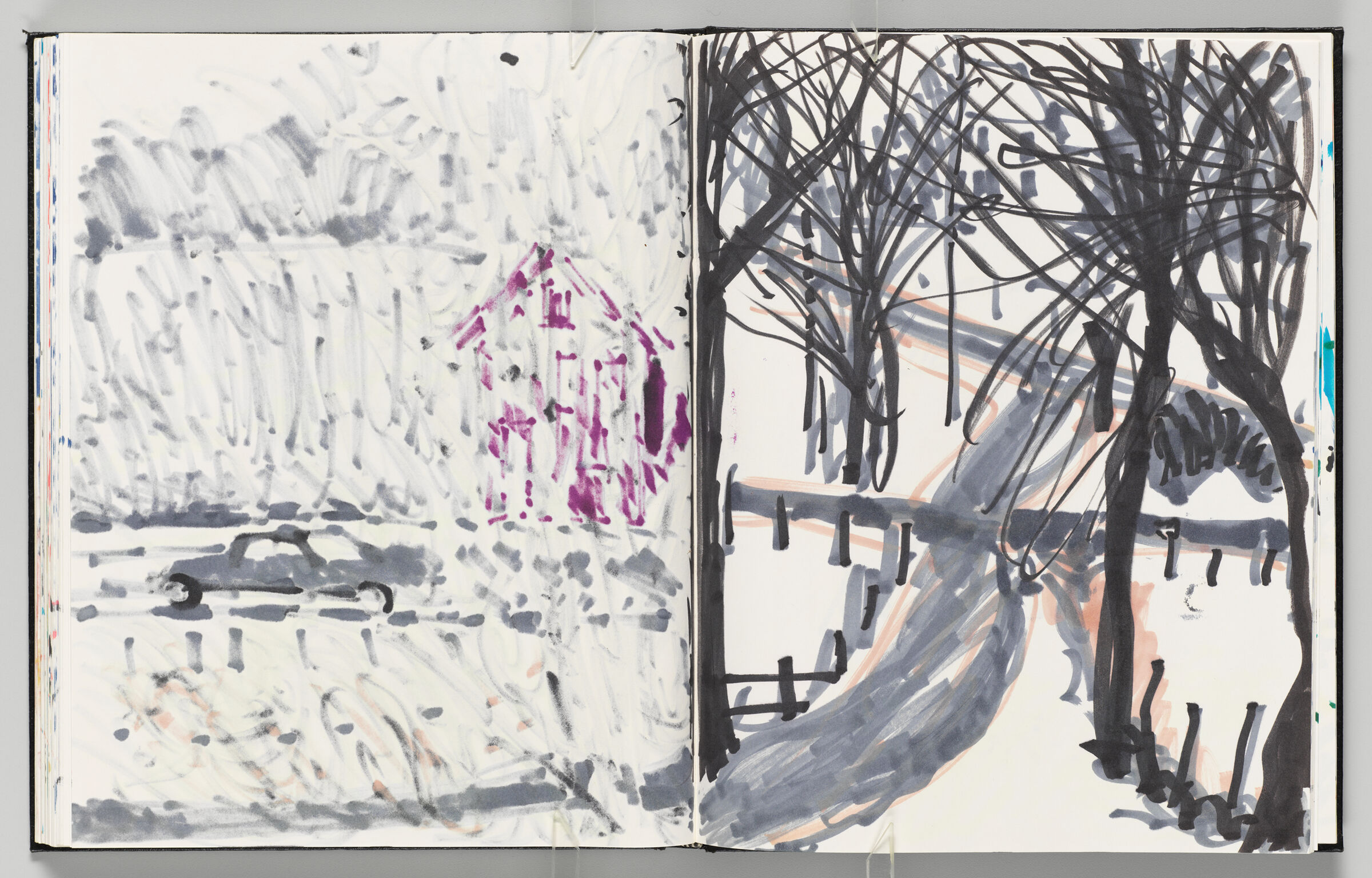 Untitled (Bleed-Through Of Previous Page, Left Page); Untitled (Groton Landscape, Right Page)
