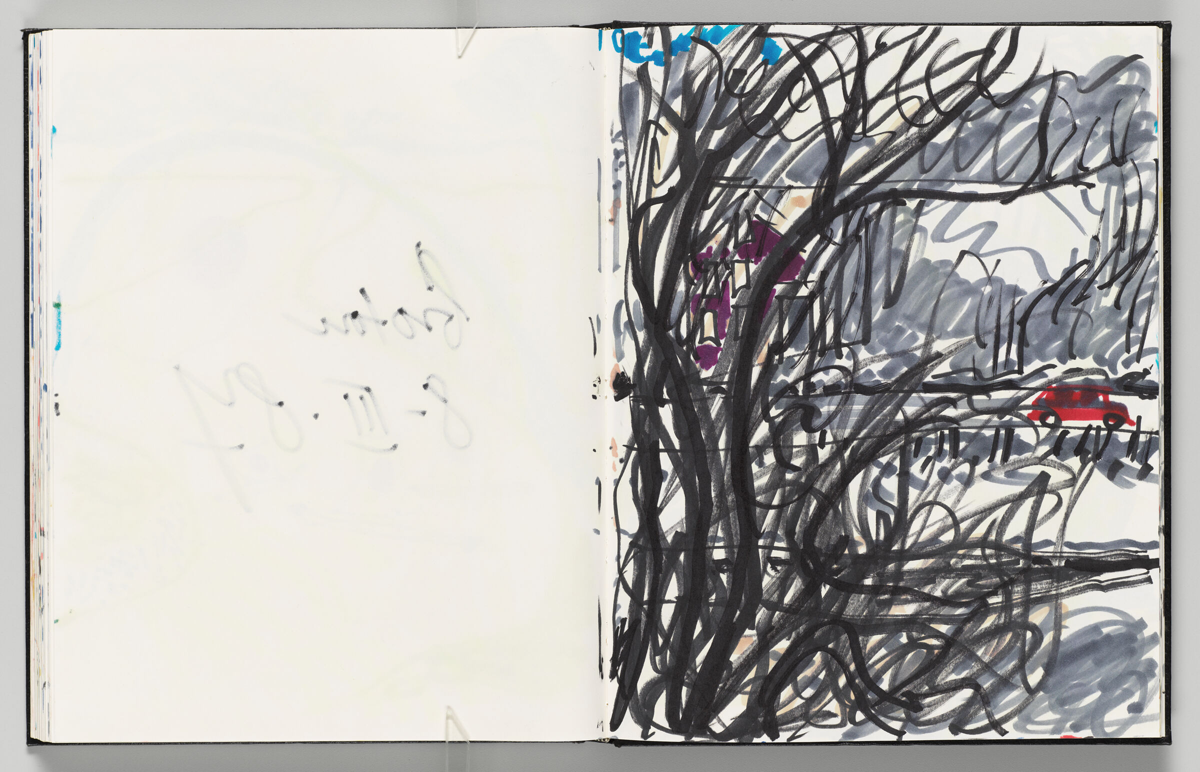 Untitled (Bleed-Through Of Previous Page, Left Page); Untitled (Car Driving Through Groton Landscape, Right Page)