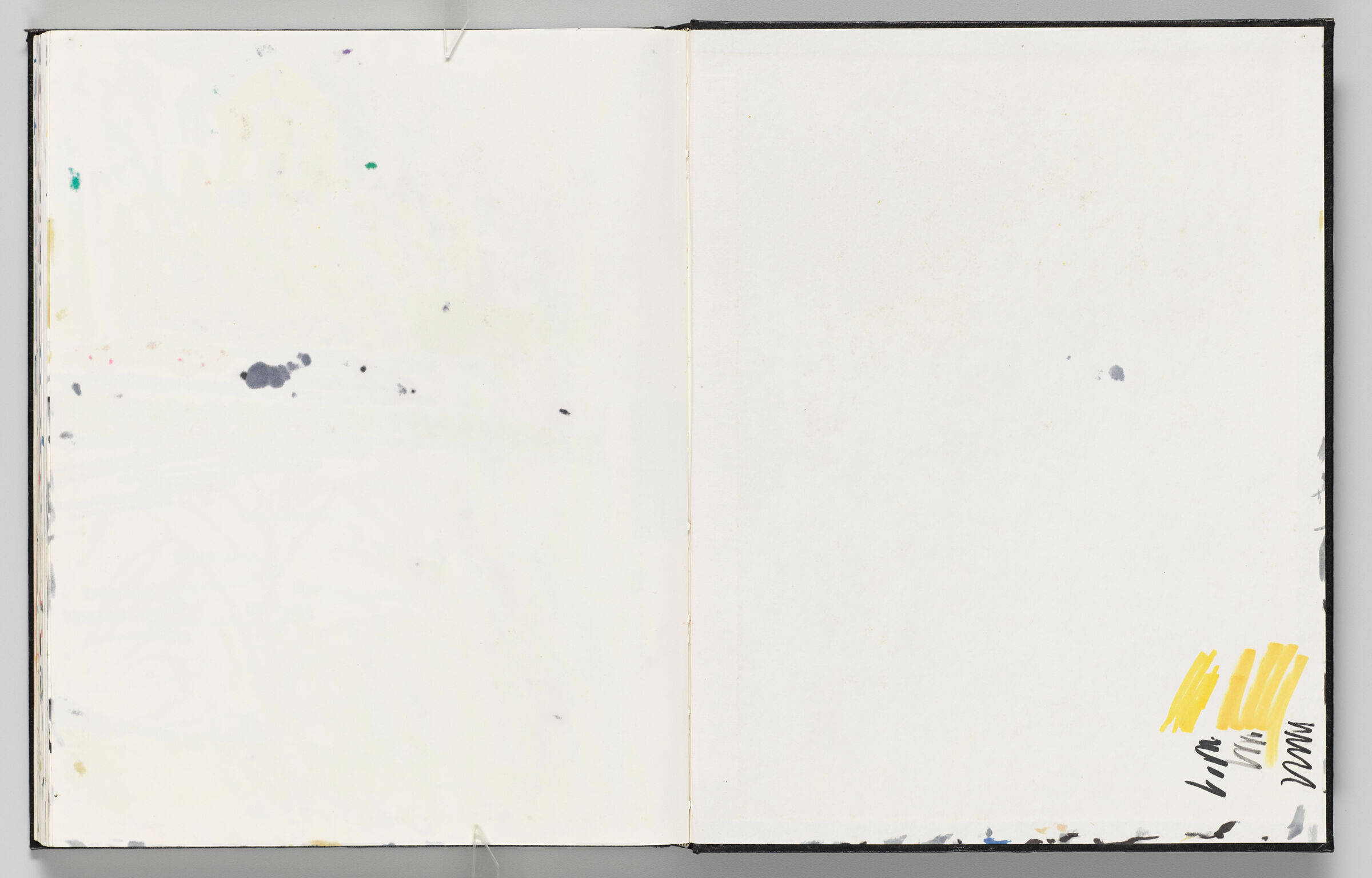 Untitled (Color Transfer, Left Page); Untitled (Blank Back Endpaper With Stray Marks, Right Page)