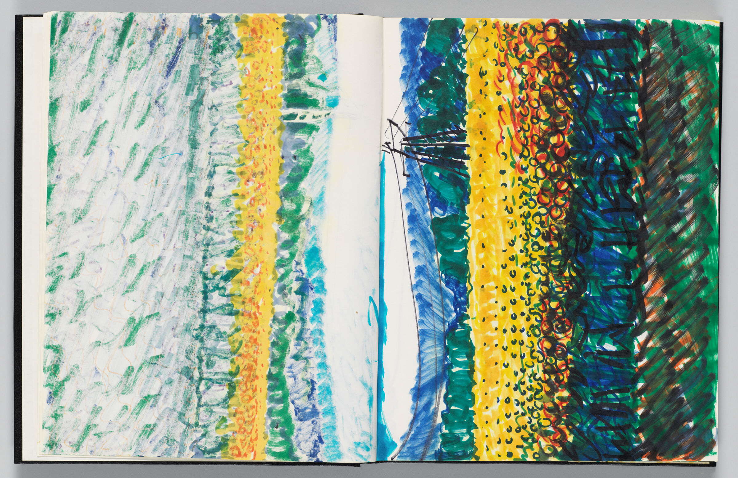Untitled (Bleed-Through Of Previous Page, Left Page); Untitled (Landscape With Sunflowers, Right Page)