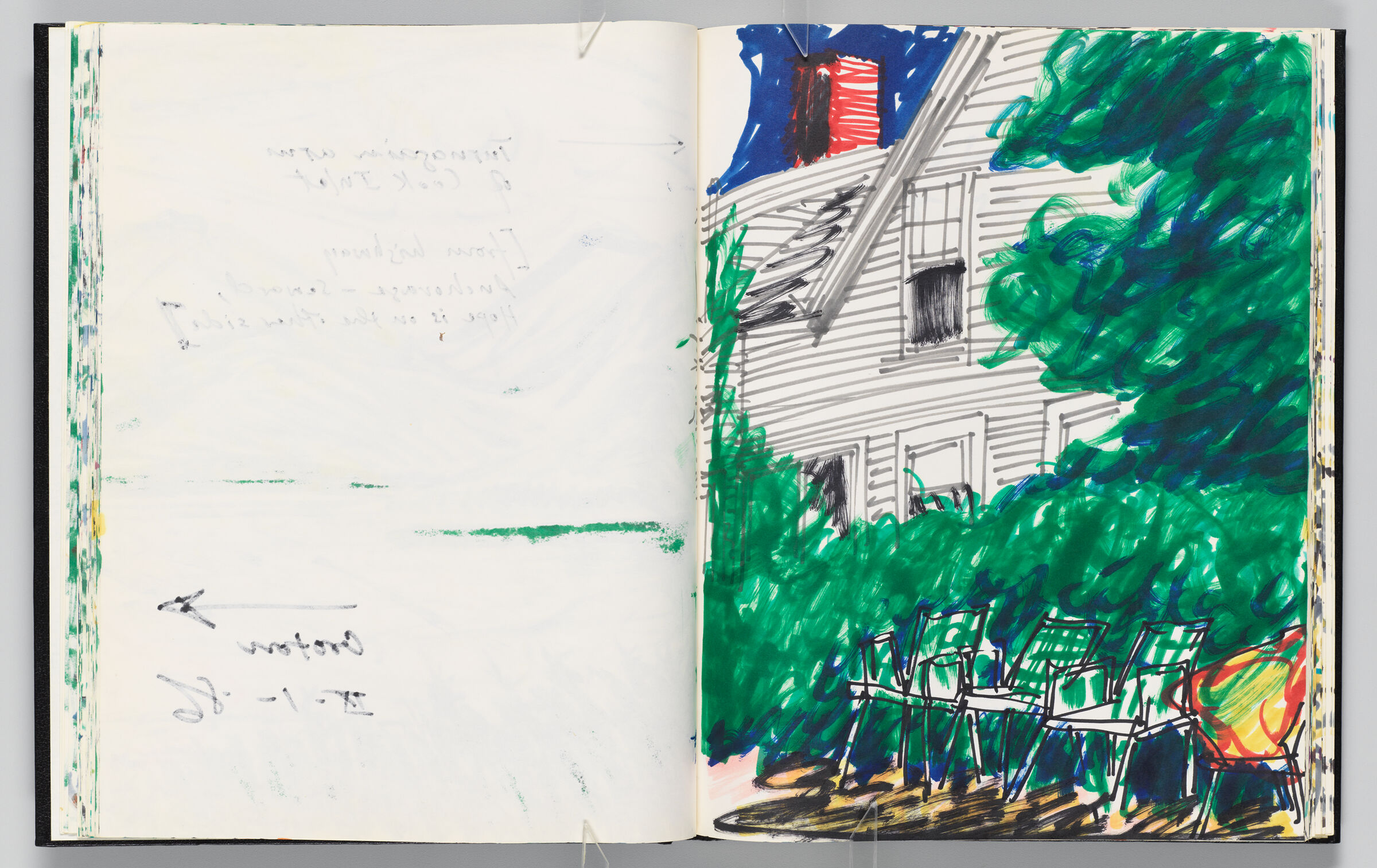 Untitled (Bleed-Through Of Previous Page, Left Page); Untitled (Groton Landscape With Home, Right Page)