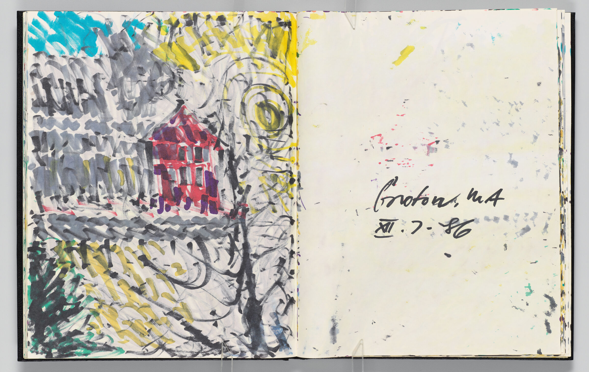 Untitled (Bleed-Through Of Previous Page, Left Page); Untitled (Note And Color Transfer, Right Page)