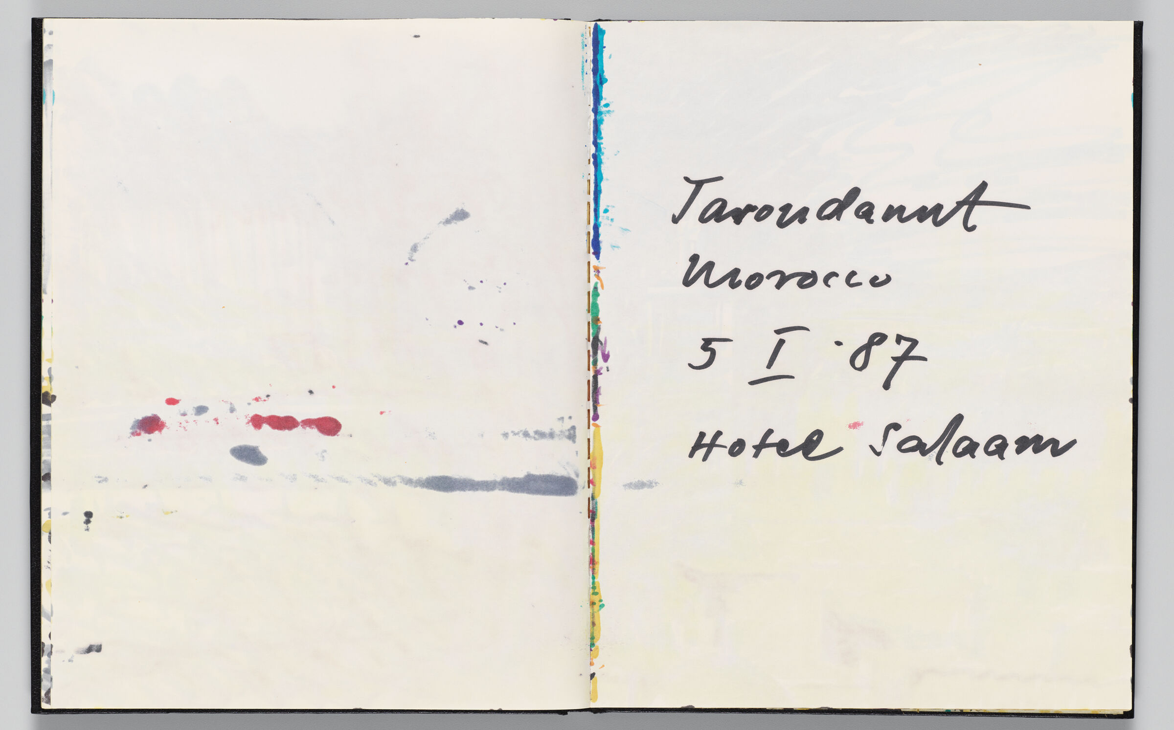 Untitled (Color Transfer, Left Page); Untitled (Note, Right Page)