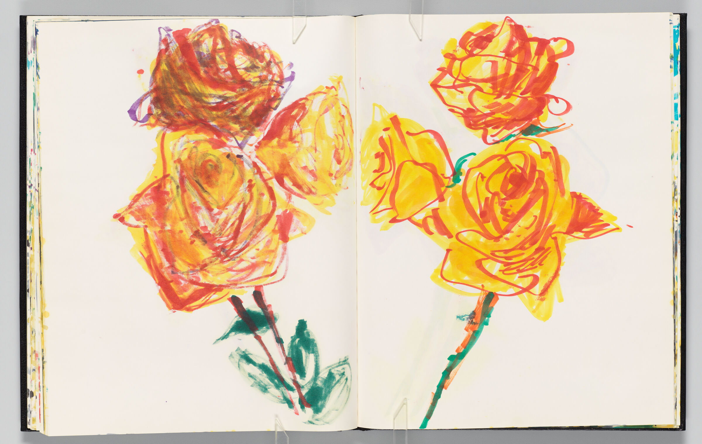 Untitled (Bleed-Through Of Previous Page, Left Page); Untitled (Flowers, Right Page)
