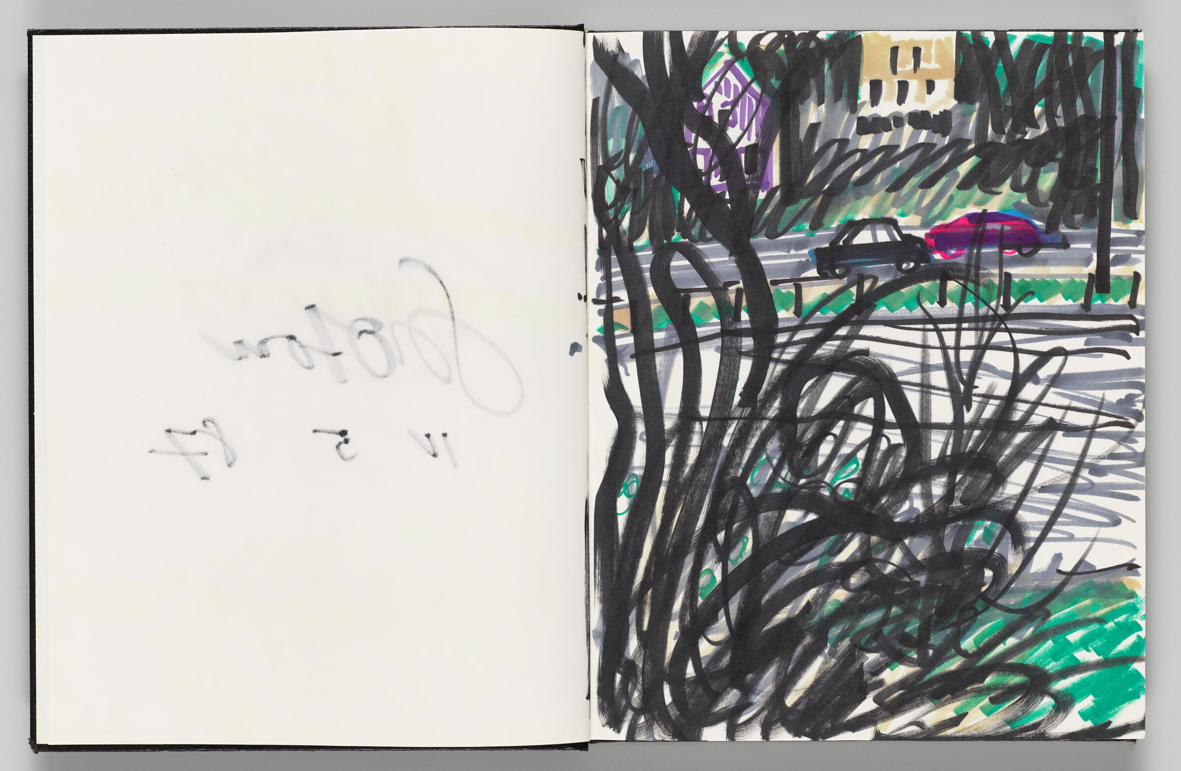 Untitled (Bleed-Through Of Previous Page, Left Page); Untitled (View Of Groton Road Through Landscape, Right Page)