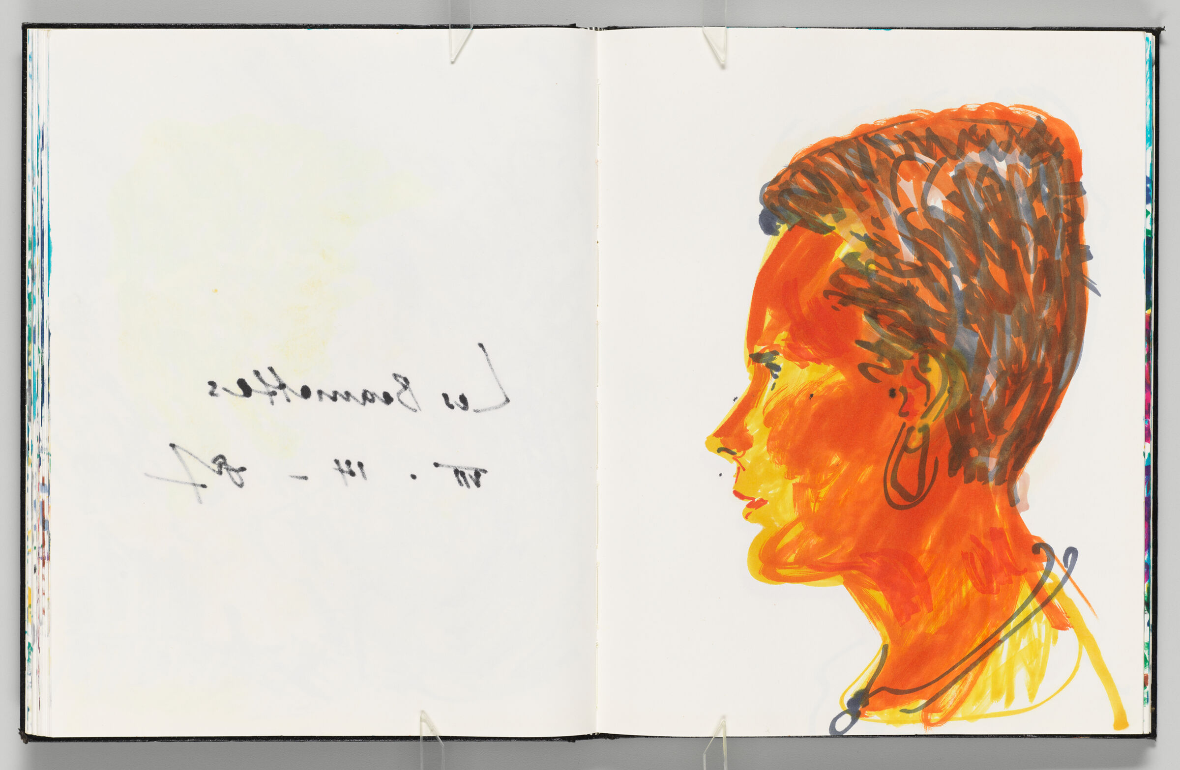 Untitled (Bleed-Through Of Previous Page, Left Page); Untitled (Female Figure [Elizabeth] In Profile, Right Page)