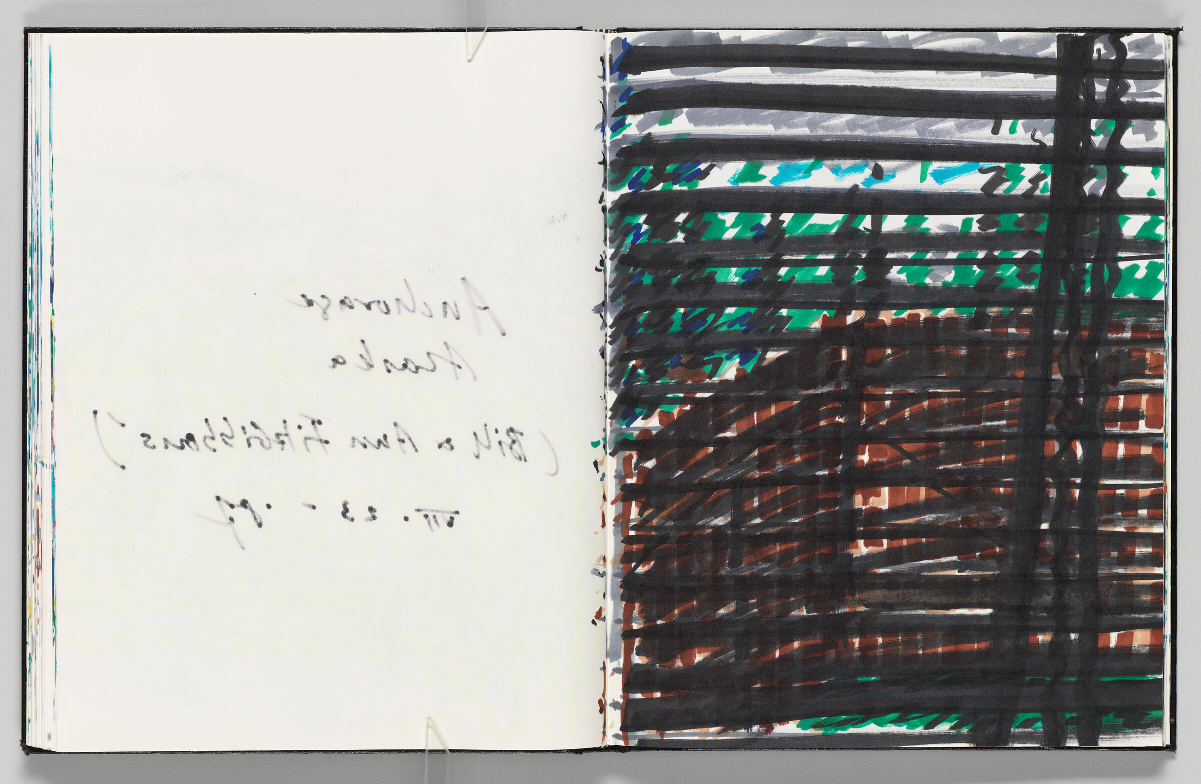 Untitled (Bleed-Through Of Previous Page, Left Page); Untitled (View Through Blinds, Right Page)