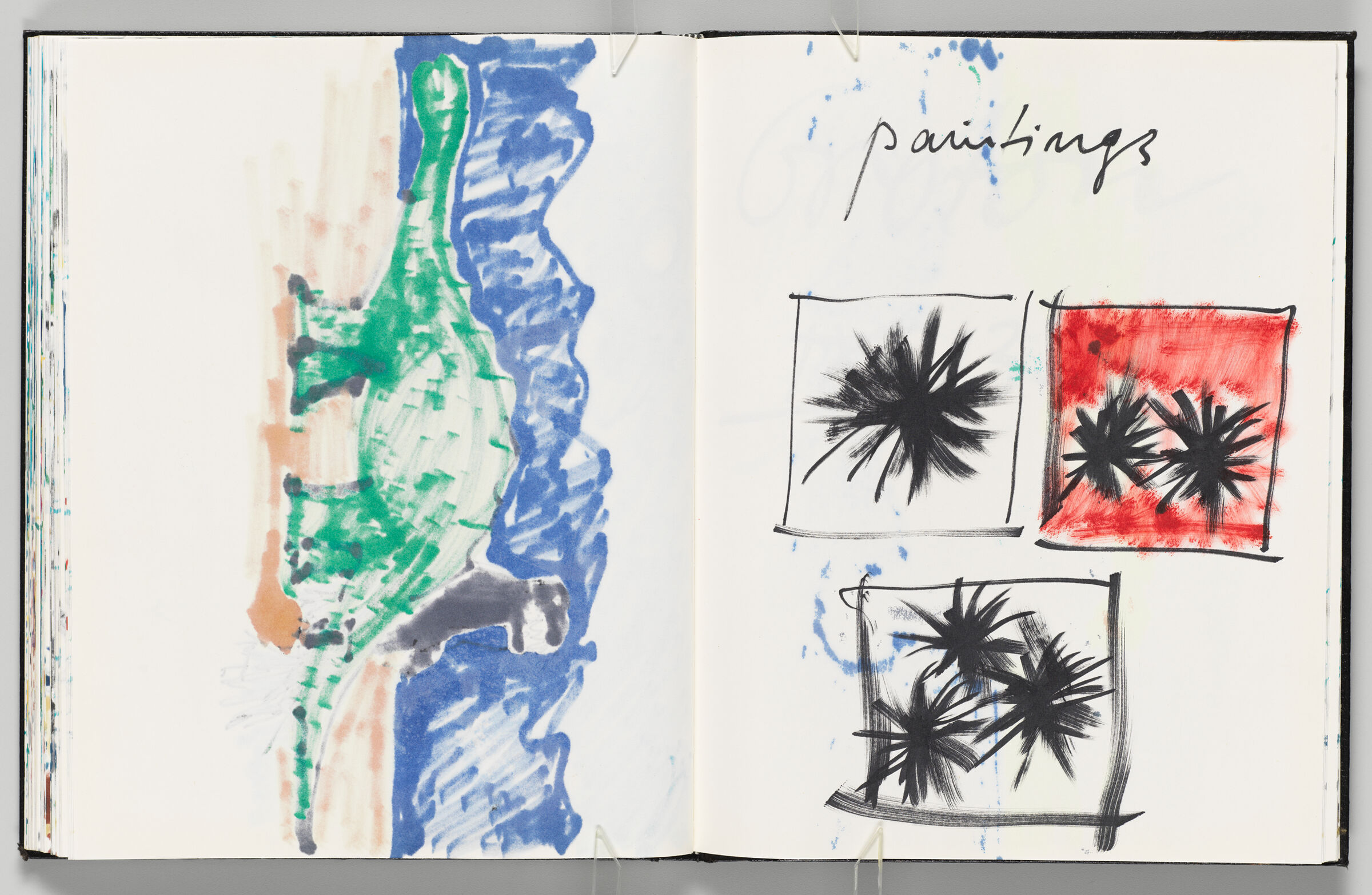 Untitled (Bleed-Through Of Previous Page, Left Page); Untitled (Sketches Of Paintings, Right Page)