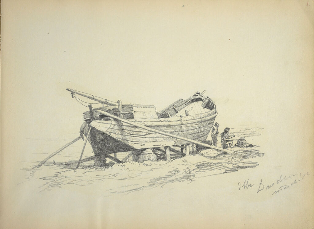 Boat With Figures; Verso: Partial Sketch Of A Woman's Hand