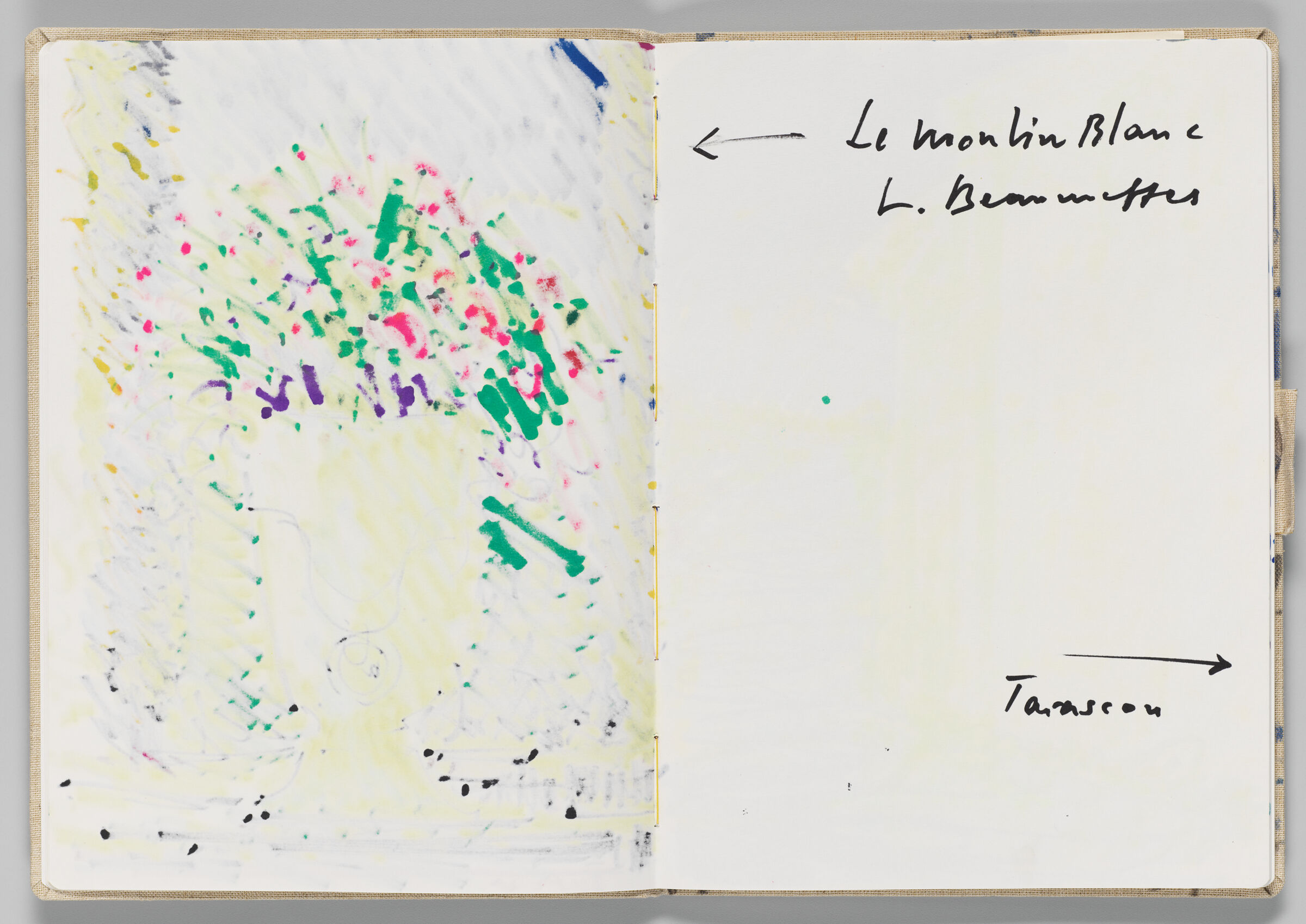 Untitled (Bleed-Through Of Previous Page, Left Page); Untitled (Note Pointing Toward Previous Sketch, Right Page)