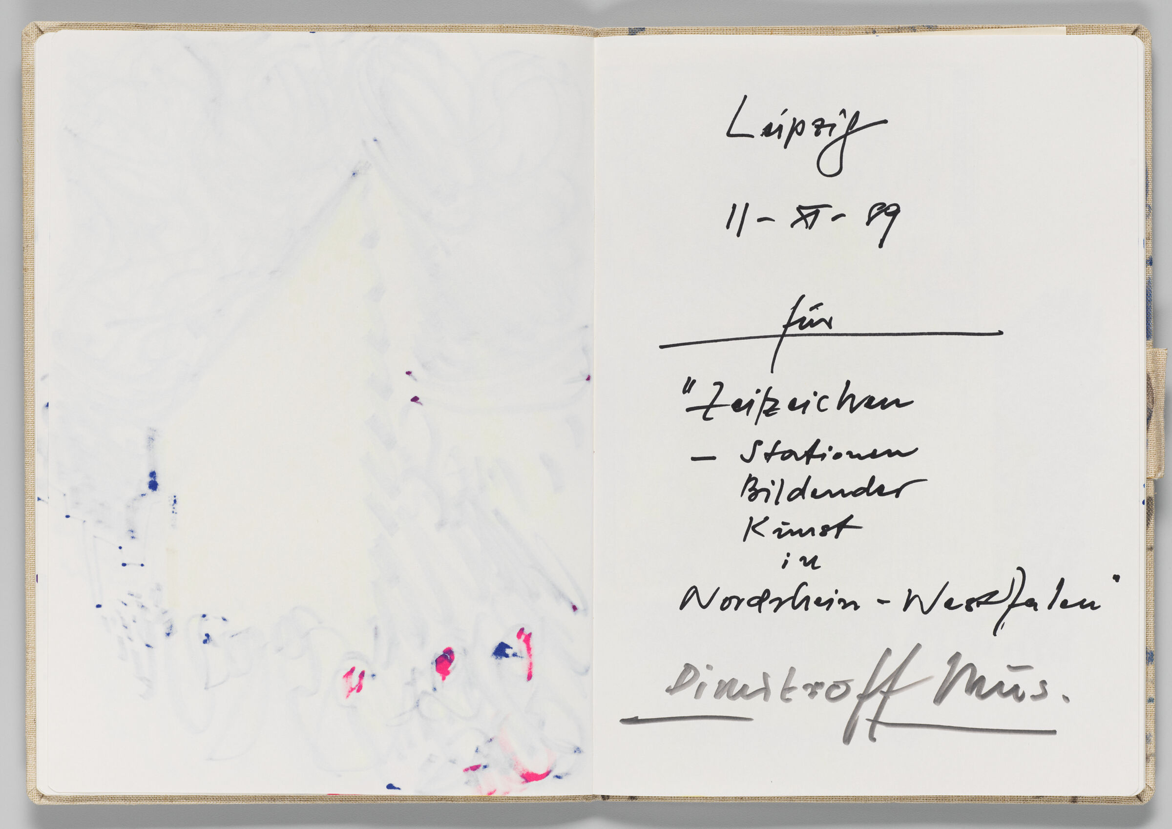 Untitled (Bleed-Through Of Previous Page, Left Page); Untitled (Notes On Travel Itinerary, Right Page)