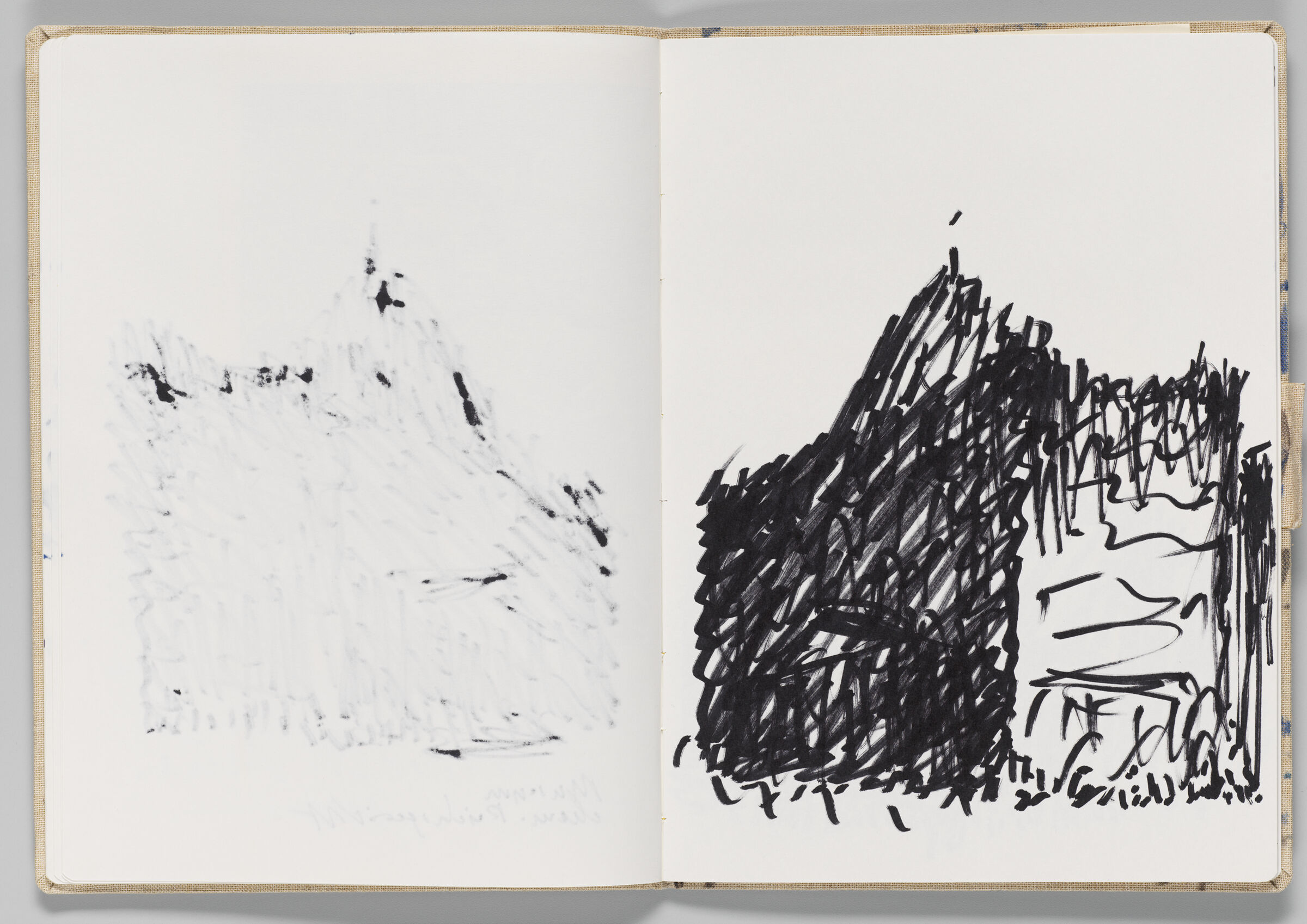 Untitled (Bleed-Through Of Previous Page, Left Page); Untitled (Sketch Of Georgi-Dimitroff-Museum, Right Page)