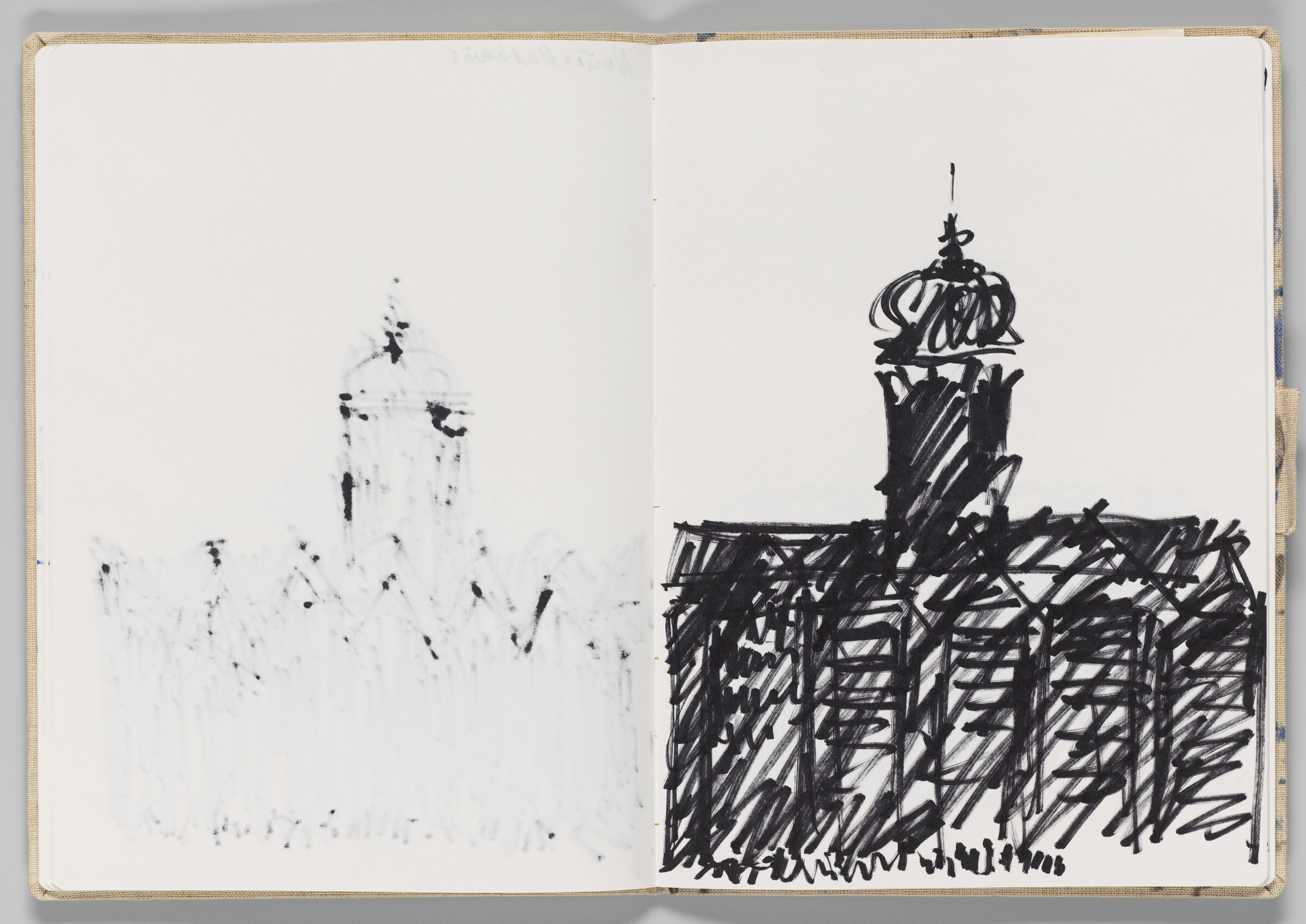 Untitled (Bleed-Through Of Previous Page, Left Page); Untitled (Neues Rathaus In Leipzig, Right Page)