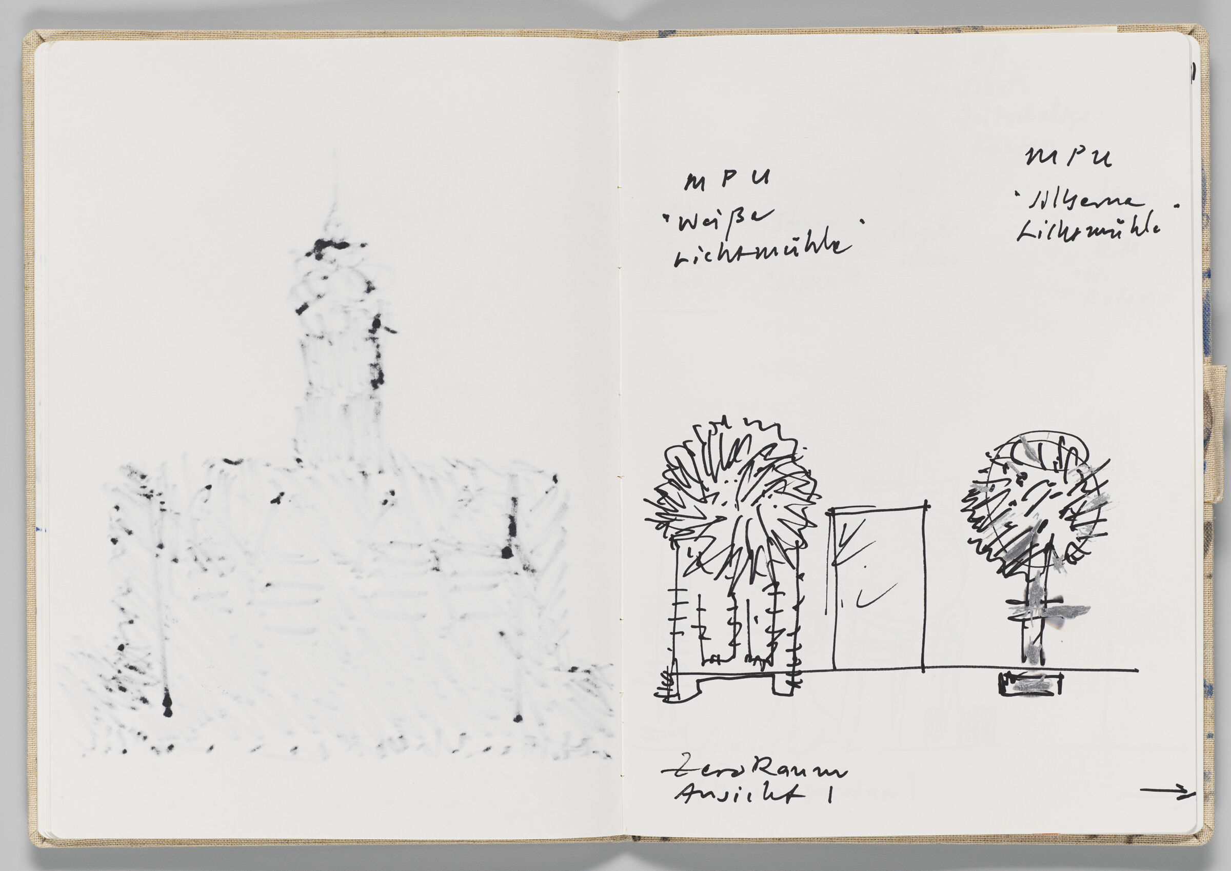 Untitled (Bleed-Through Of Previous Page, Left Page); Untitled (Designs For Lightmill In 
