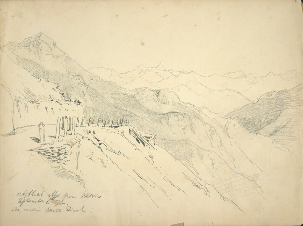Alpine Landscape; Verso: Two Figural Sketches, After A Sculpture