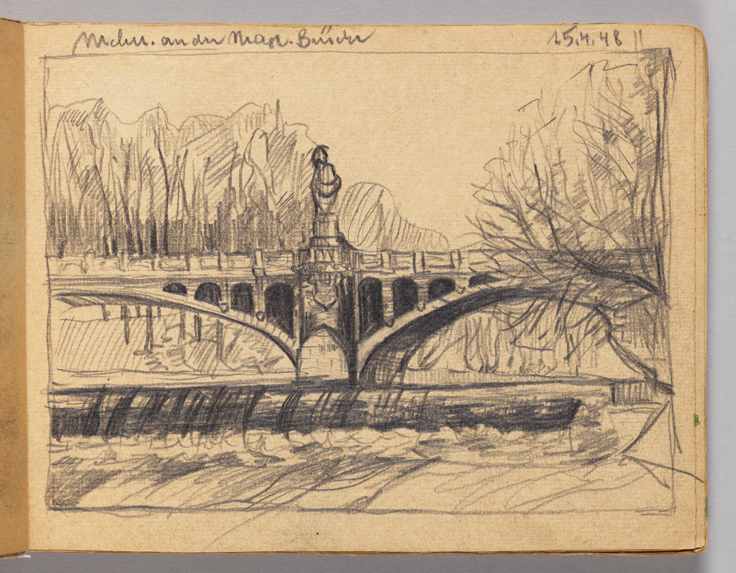 Untitled (Graphite Transfer, Left Page); Untitled (Maximilian Bridge In Munich, Right Page)