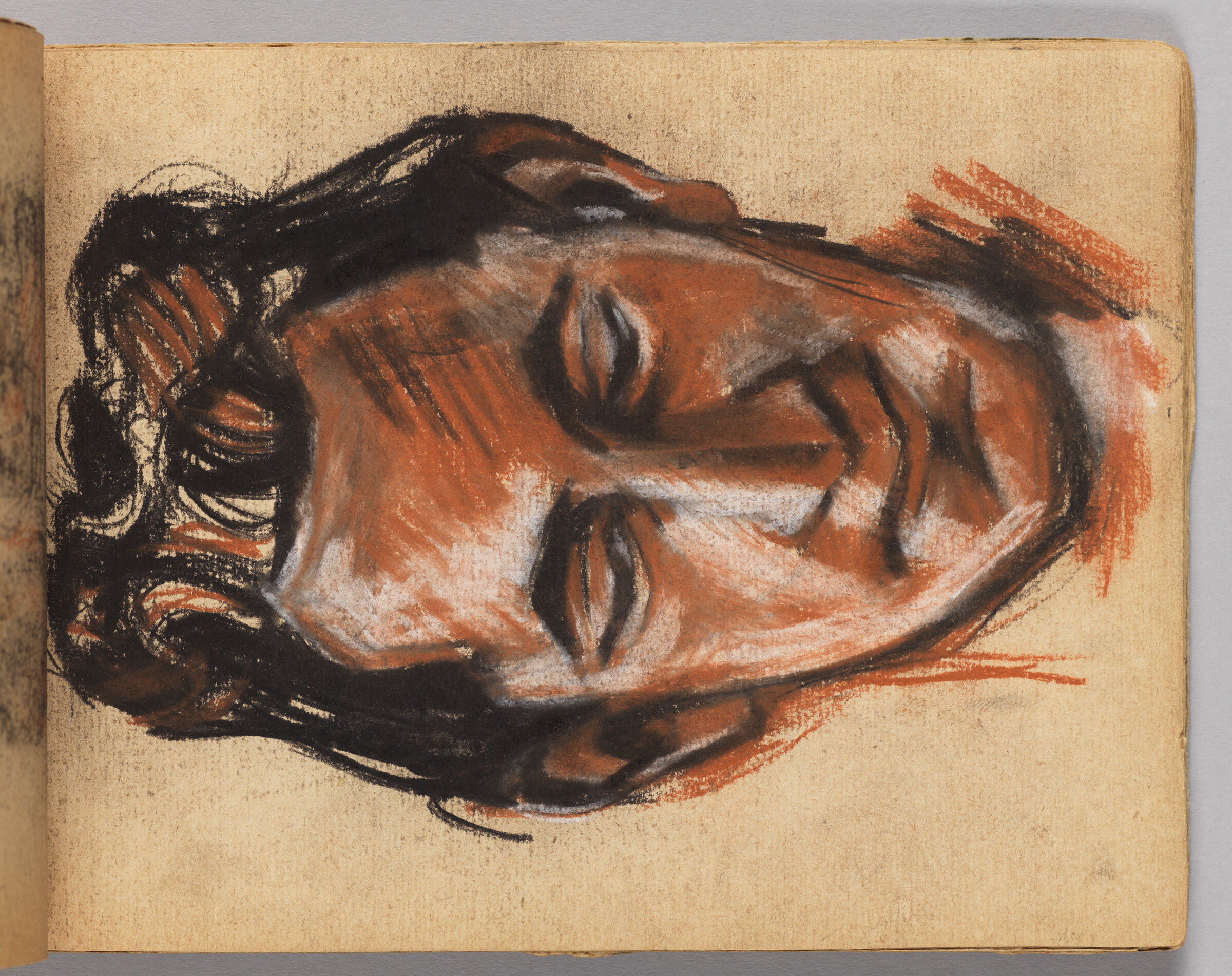Untitled (Two Figure Studies And Color Transfer, Left Page); Untitled (Frontal Portrait, Right Page)