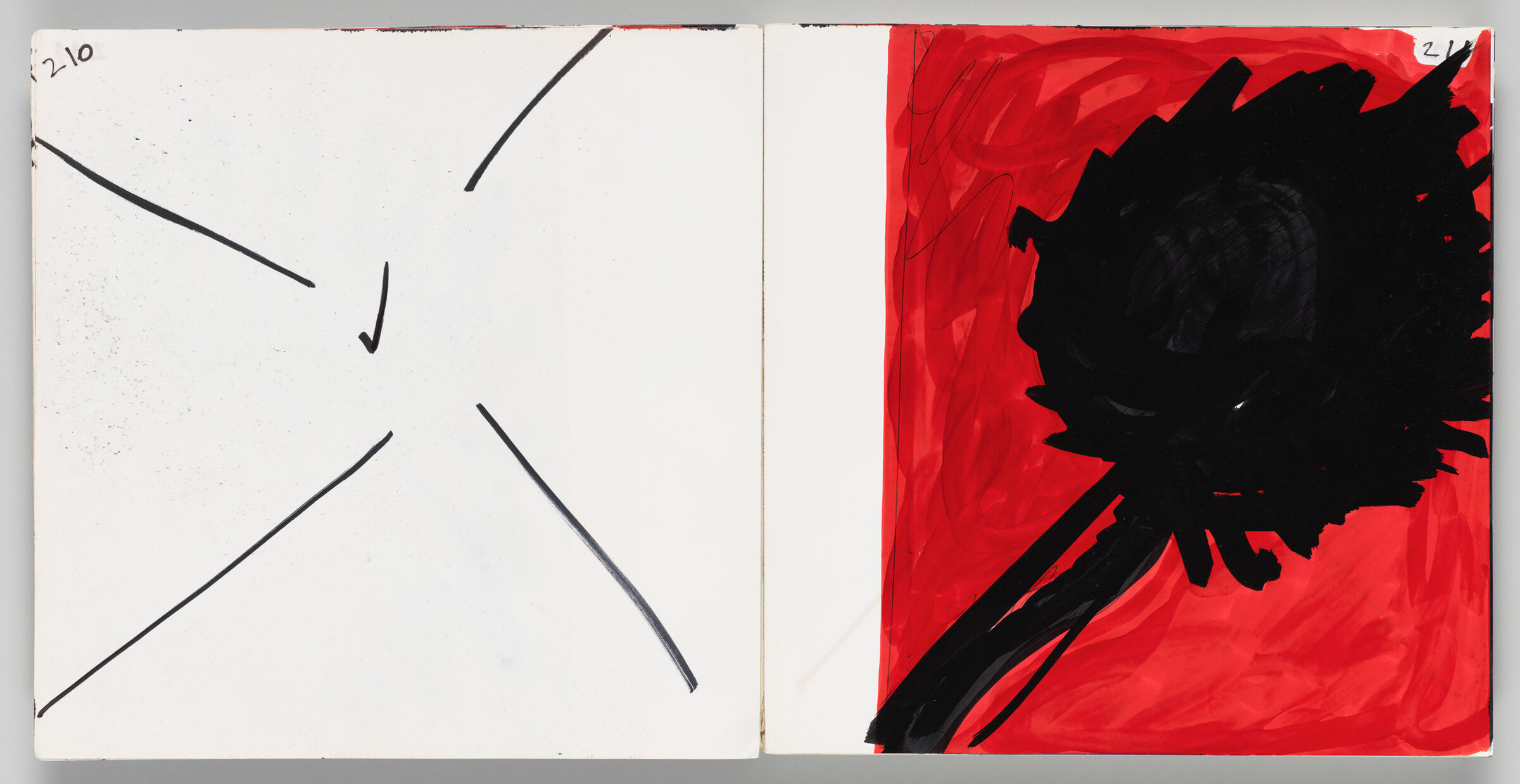Untitled (Lines And Checkmark, Left Page); Untitled (Sketch Of Painting, Right Page)