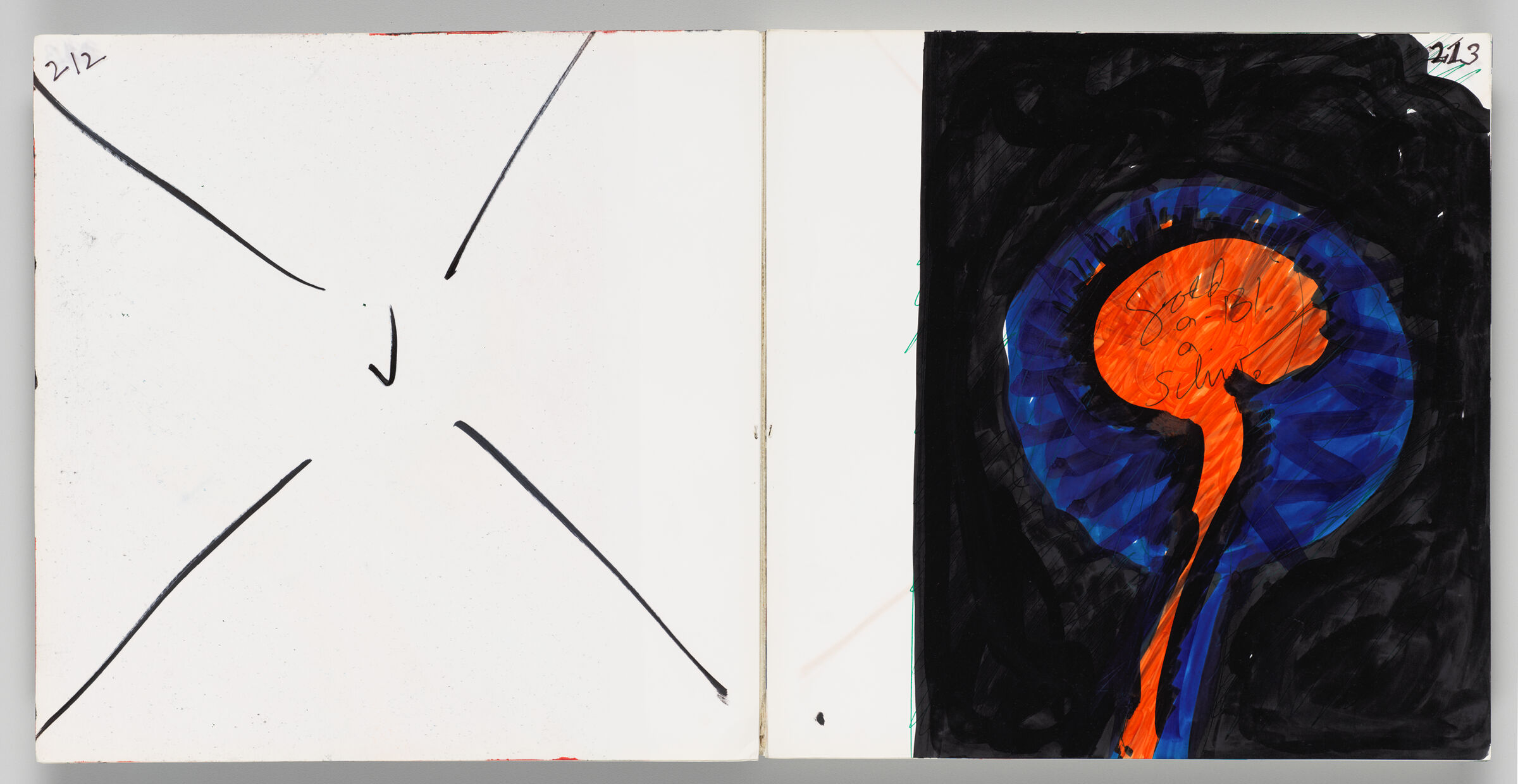 Untitled (Lines And Checkmark, Left Page); Untitled (