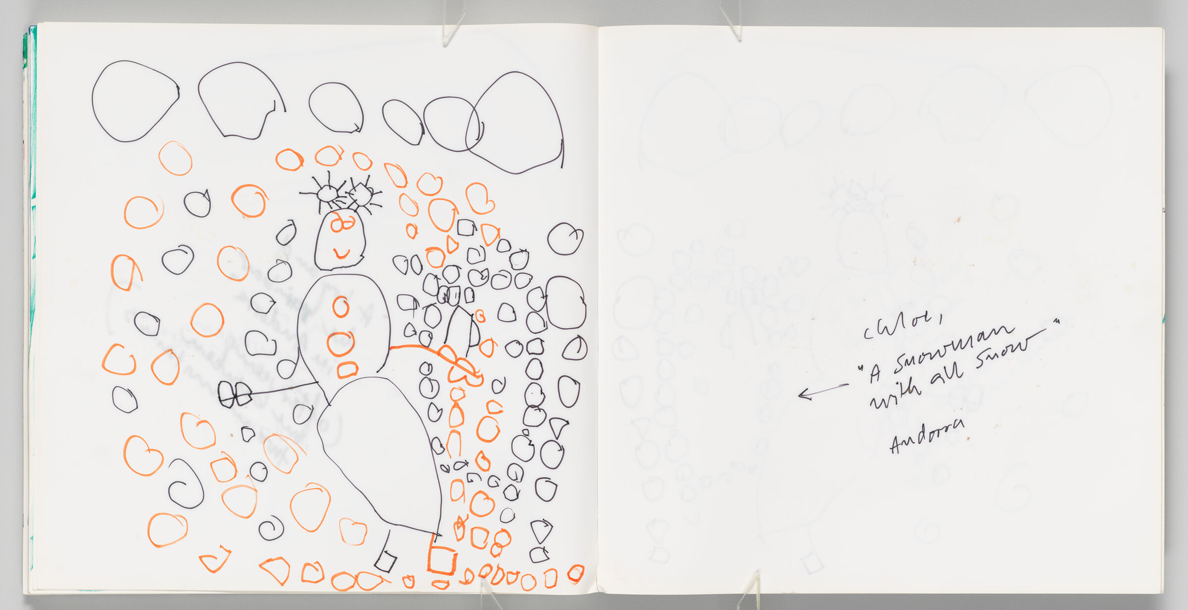 Untitled (Drawing By Piene's Daughter, Left Page); Untitled (Bleed-Through Of Following Page With Title For Drawing, Right Page)