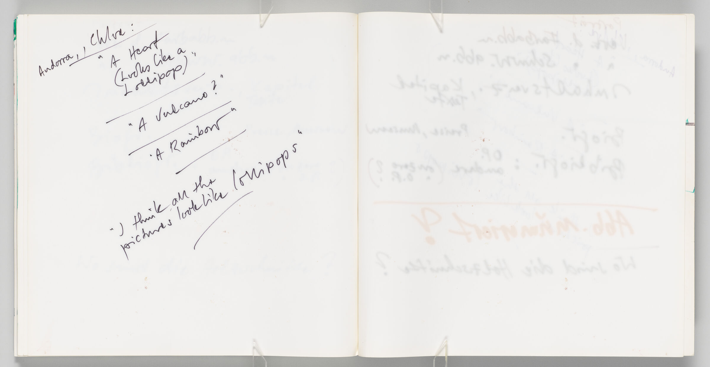 Untitled (Notes, Left Page); Untitled (Bleed-Through Of Following Page, Right Page)