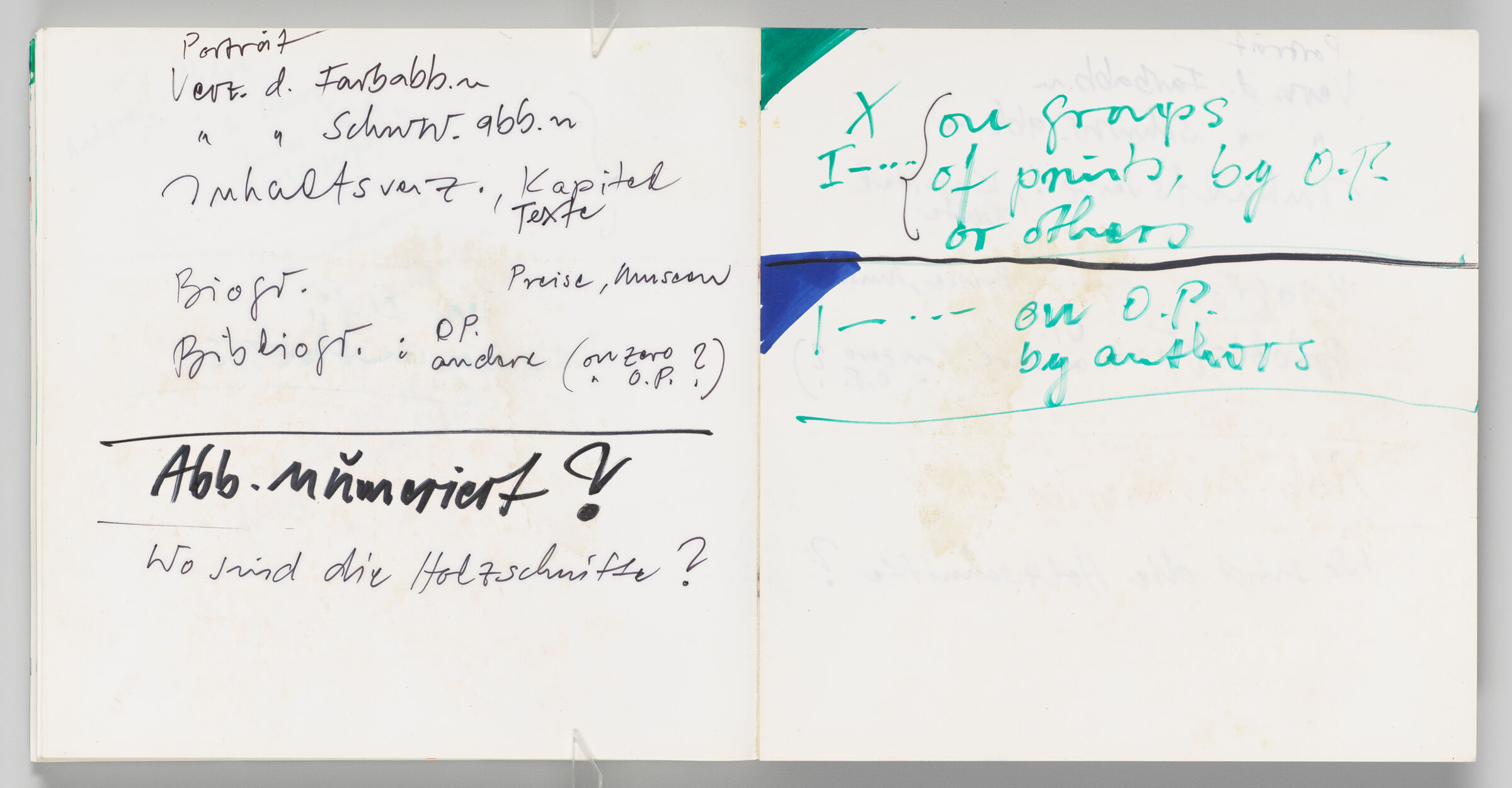 Untitled (Notes, Left Page); Untitled (Notes And Bleed-Through Of Following Page, Back End Paper)