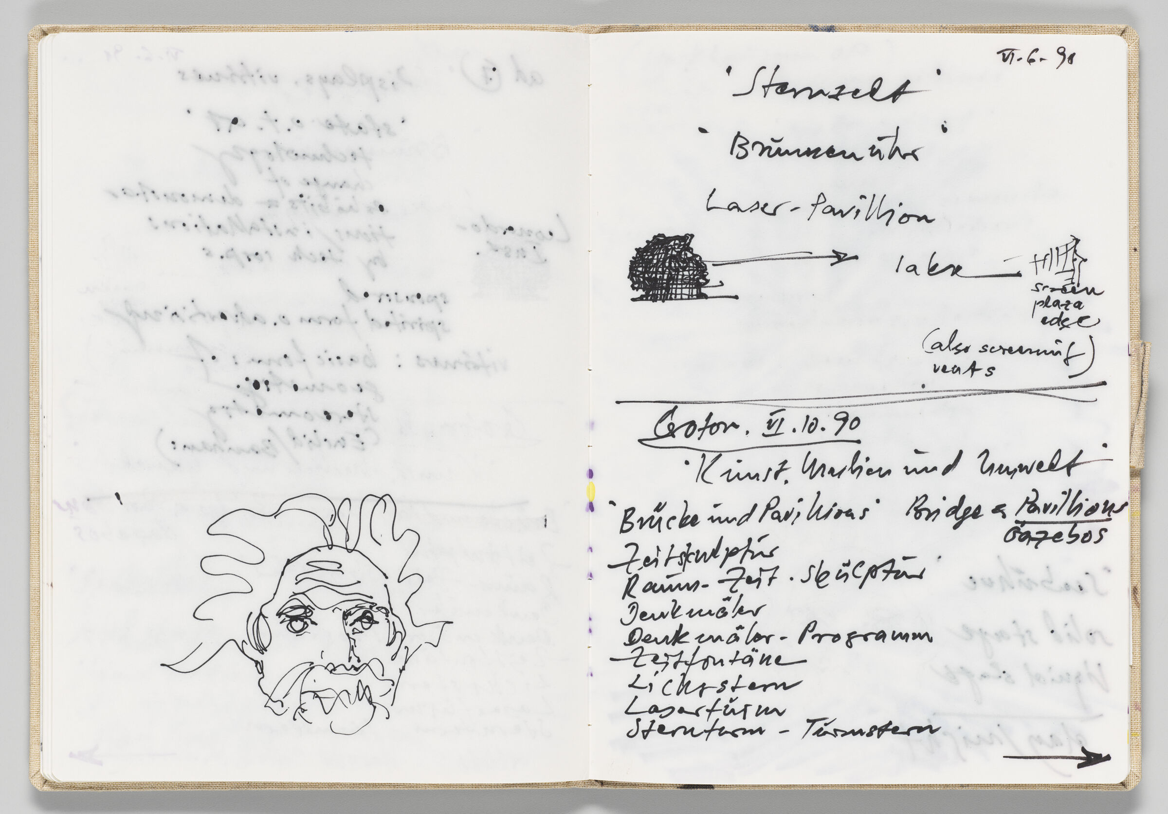 Untitled (Bleed-Through Of Previous Page With Einstein Head, Left Page); Untitled (Notes, Right Page)